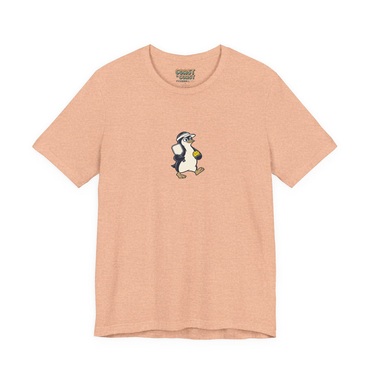 Penguin pickleball t-shirt in Heather Peach