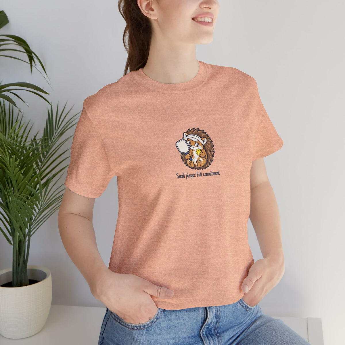 Hedgehog pickleball t-shirt, Small Player, Full Commitment