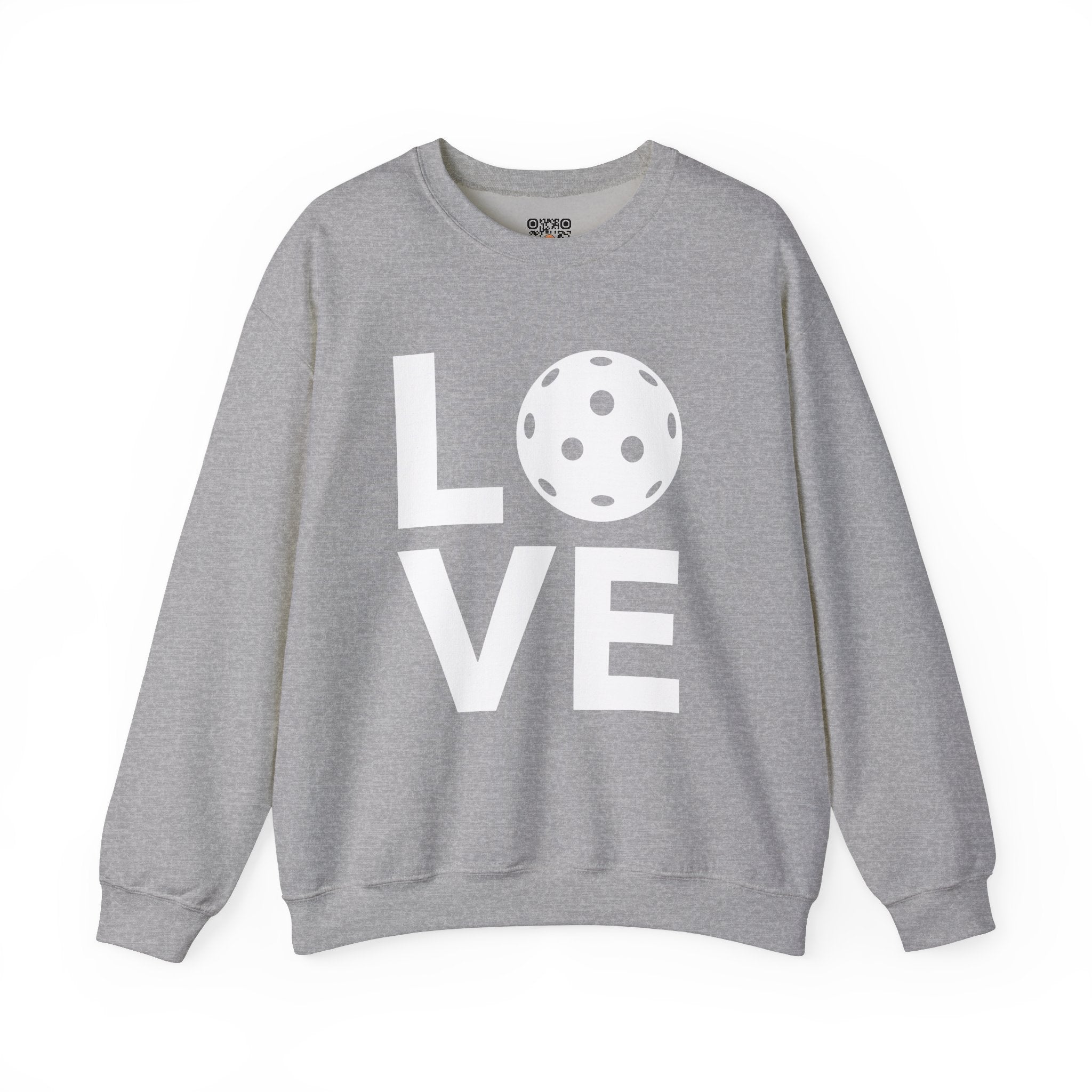 Pickleball Crewneck Sweatshirt - LOVE Pickleball with a White Pickleball - Pickleball Sweatshirt for Women & Men