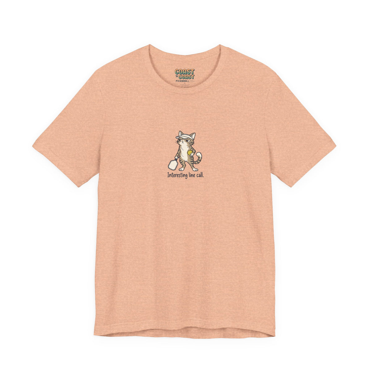 Cat pickleball t-shirt in Heather Peach