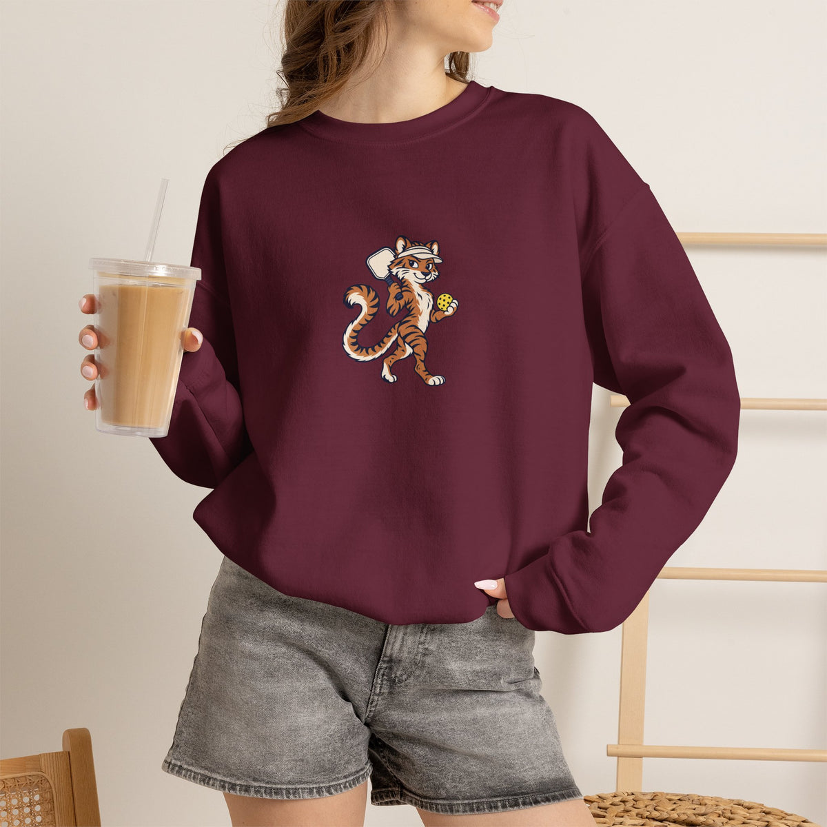 Tiger pickleball crewneck sweatshirt, Eye of the Tiger Dink