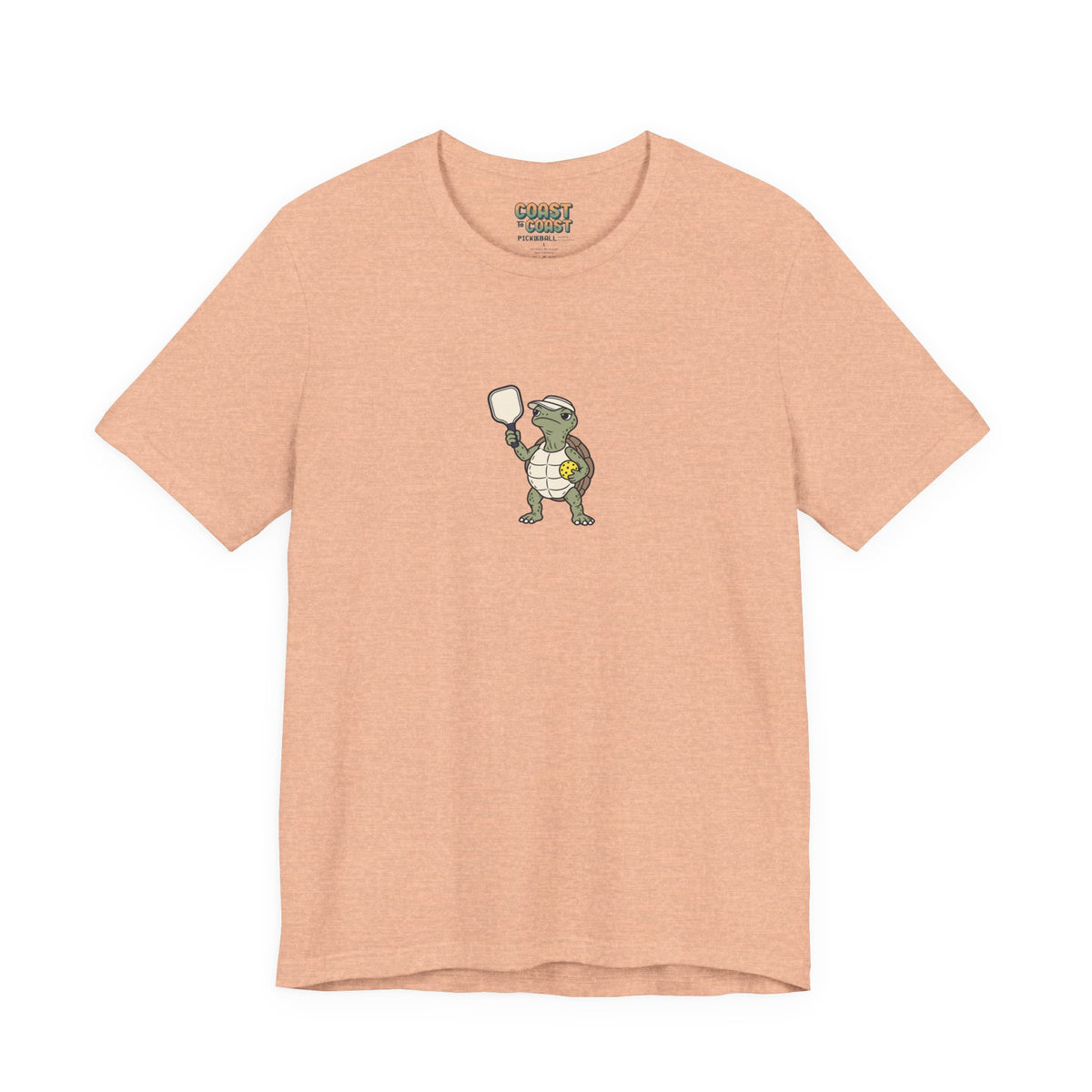 Turtle pickleball t-shirt in Heather Peach, The Kitchen Can Wait