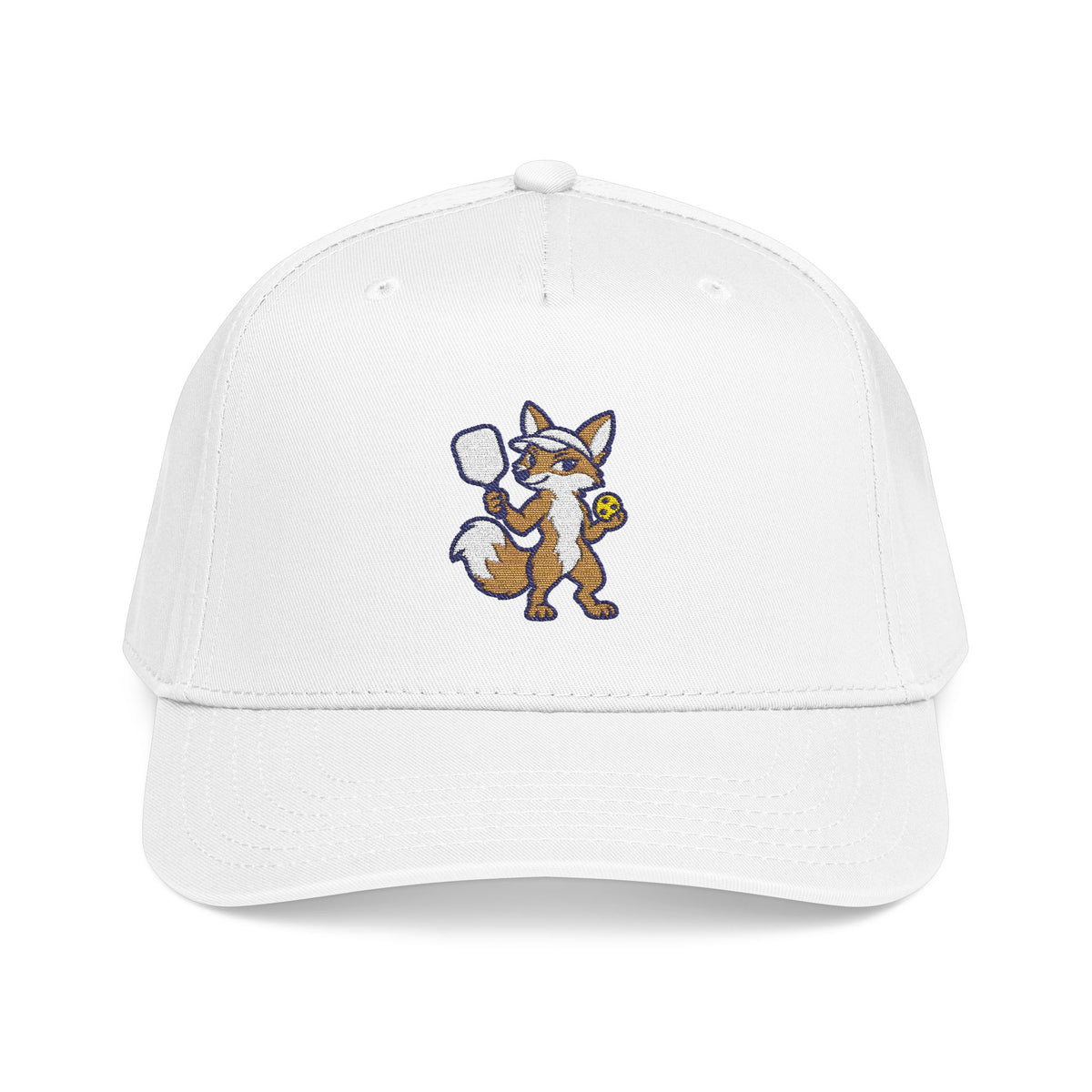 Embroidered pickleball fox baseball cap in White