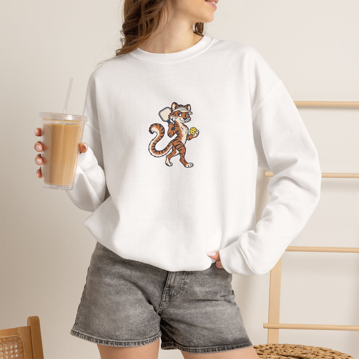 Tiger pickleball crewneck sweatshirt, Eye of the Tiger Dink