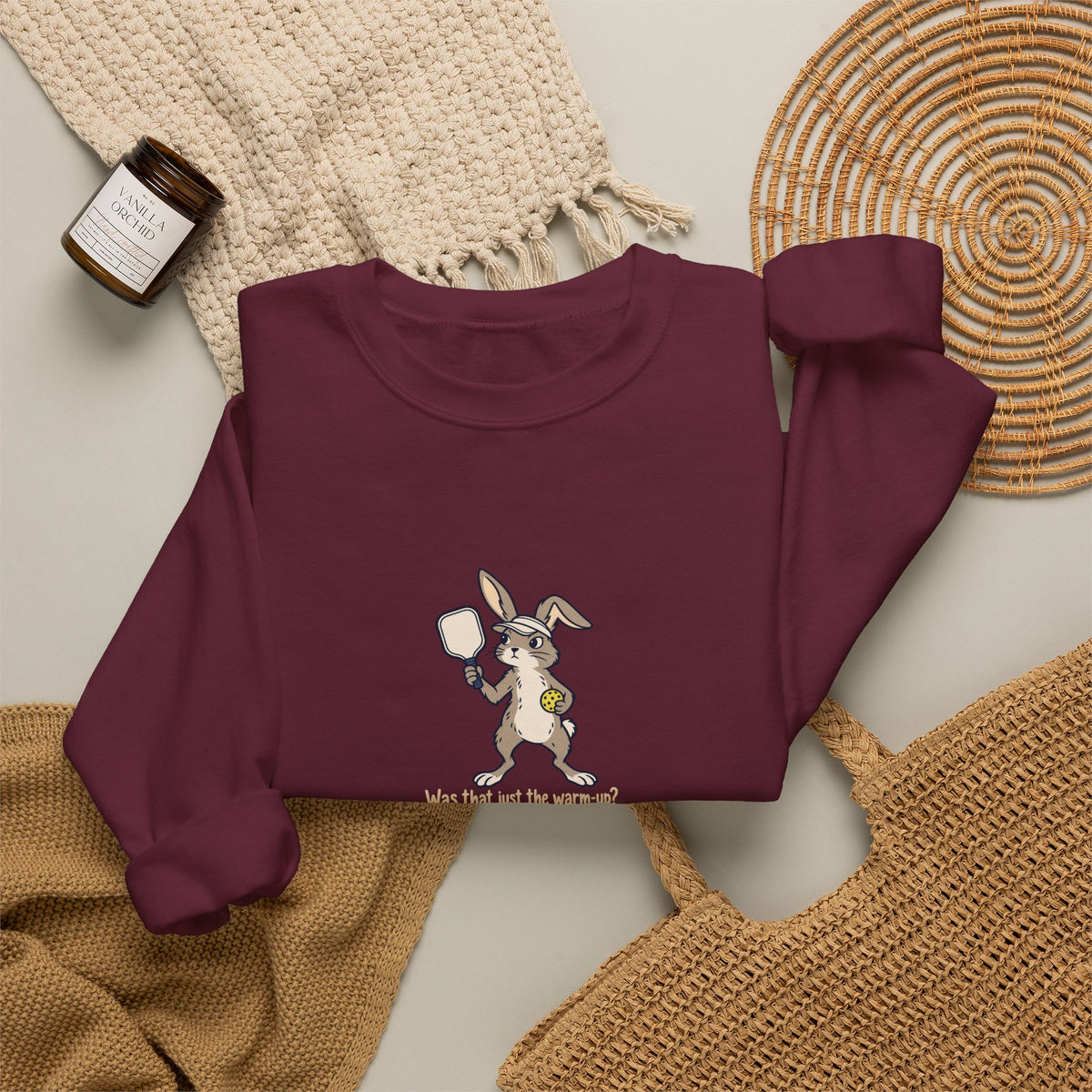 Rabbit pickleball crewneck sweatshirt, Was That Just the Warm-Up