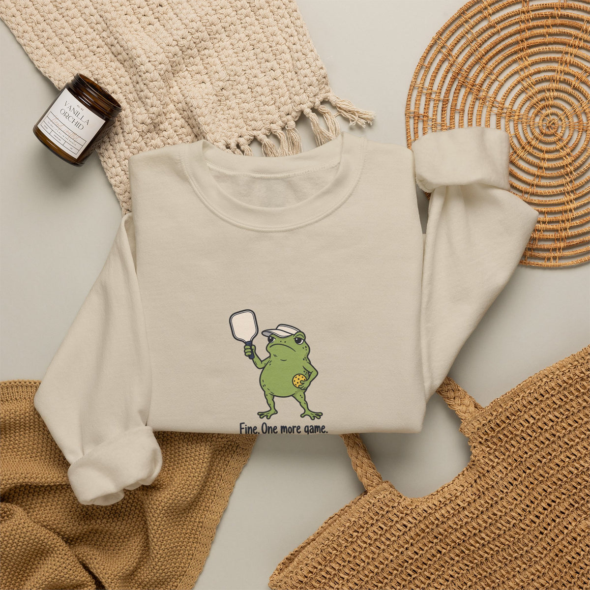 Frog pickleball crewneck sweatshirt, Fine, One More Game