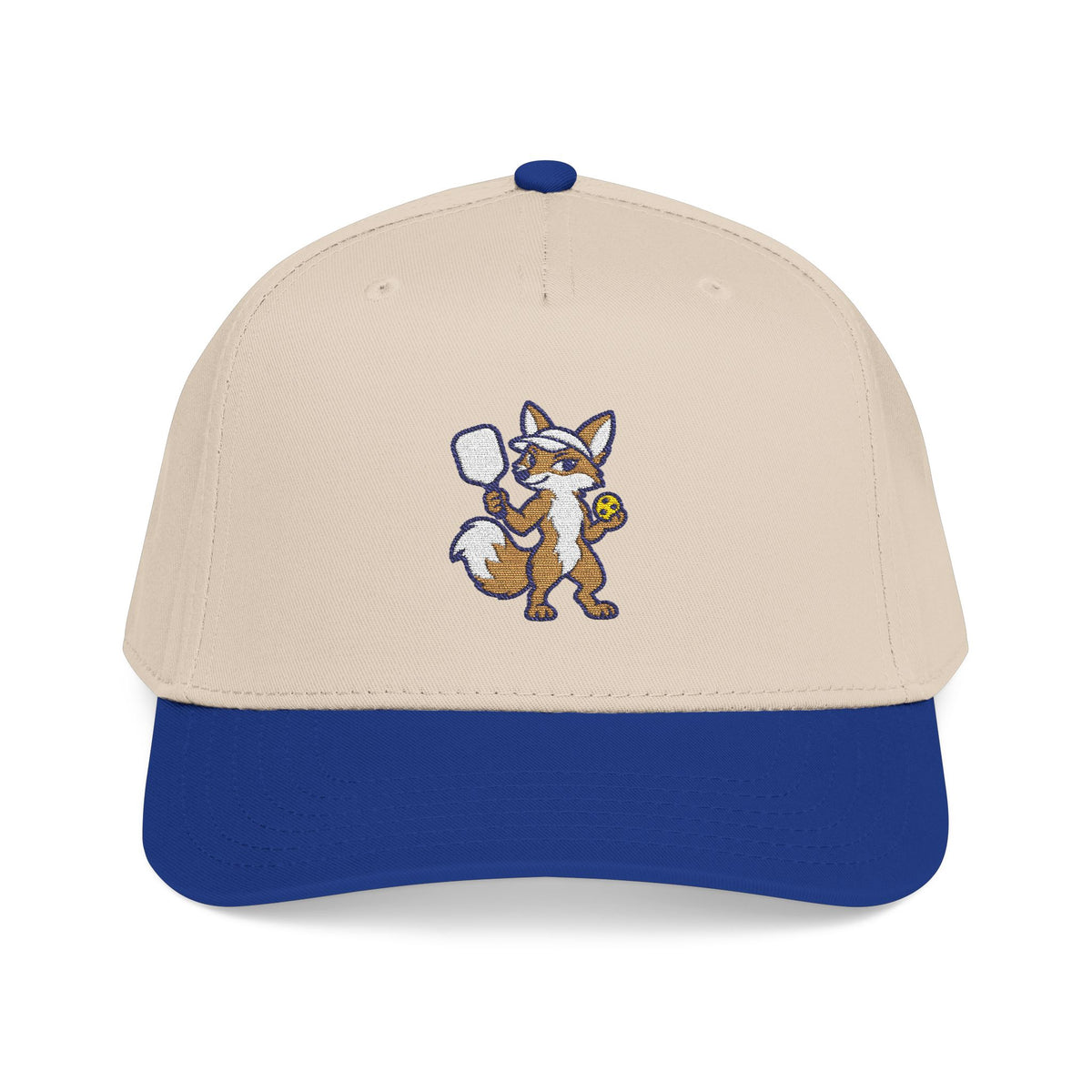 Embroidered pickleball fox baseball cap in Royal / Natural