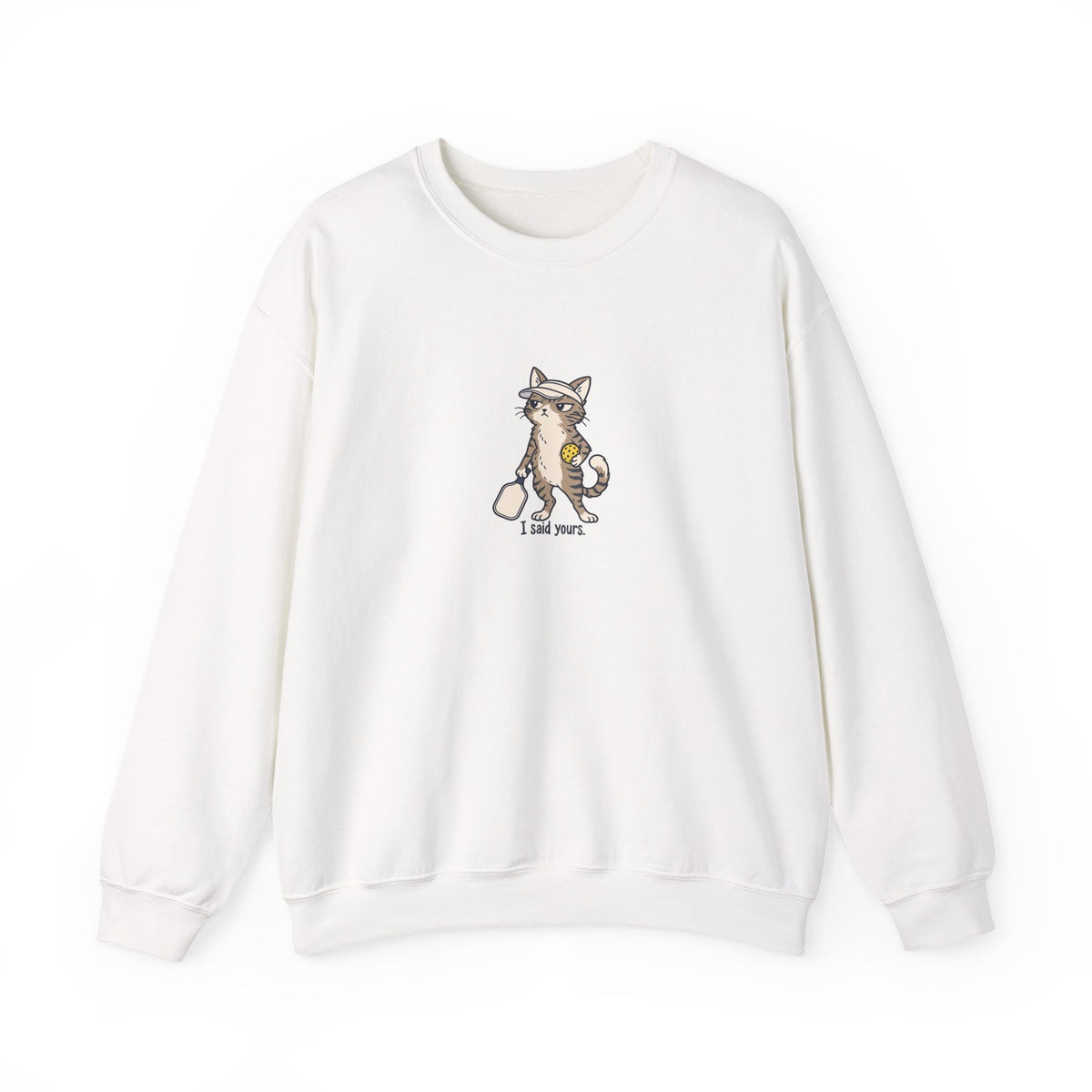 Cat pickleball crewneck sweatshirt in White