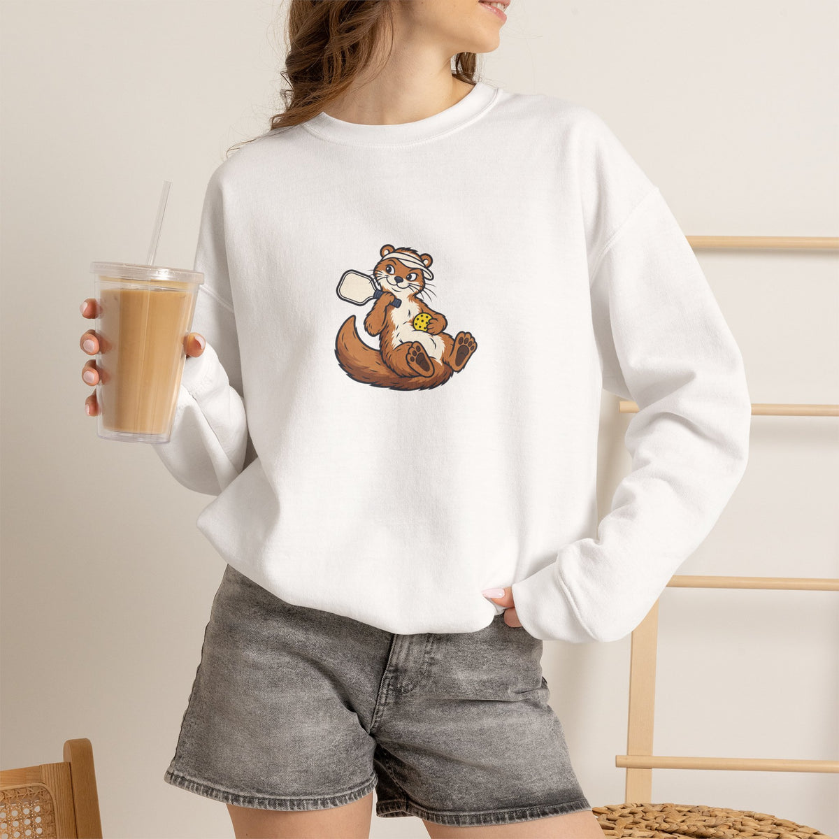 Otter pickleball crewneck sweatshirt, I Had Plans, Then Pickleball