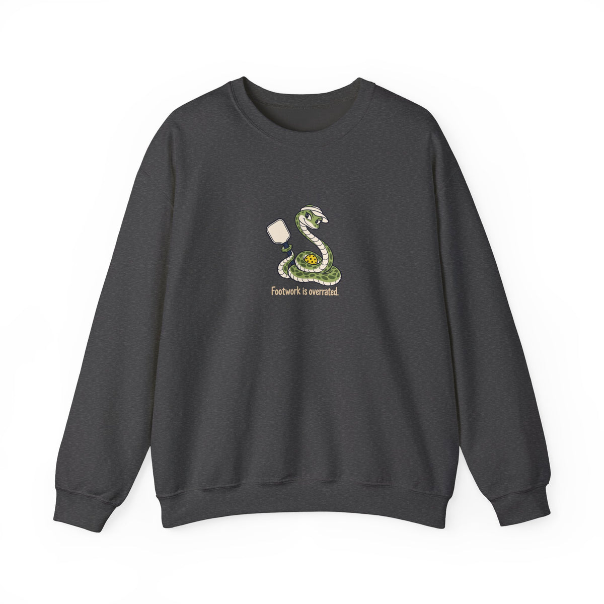 Snake pickleball crewneck sweatshirt in Dark Heather