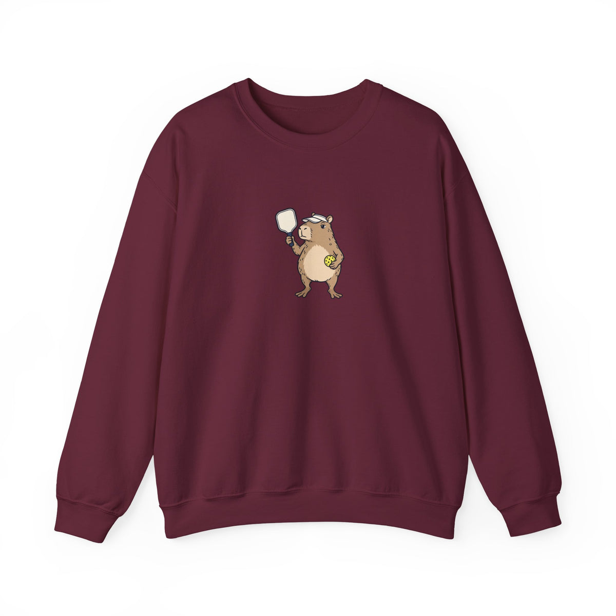 Capybara Pickleball Crewneck Sweatshirt - No Rush, We Play to Eleven