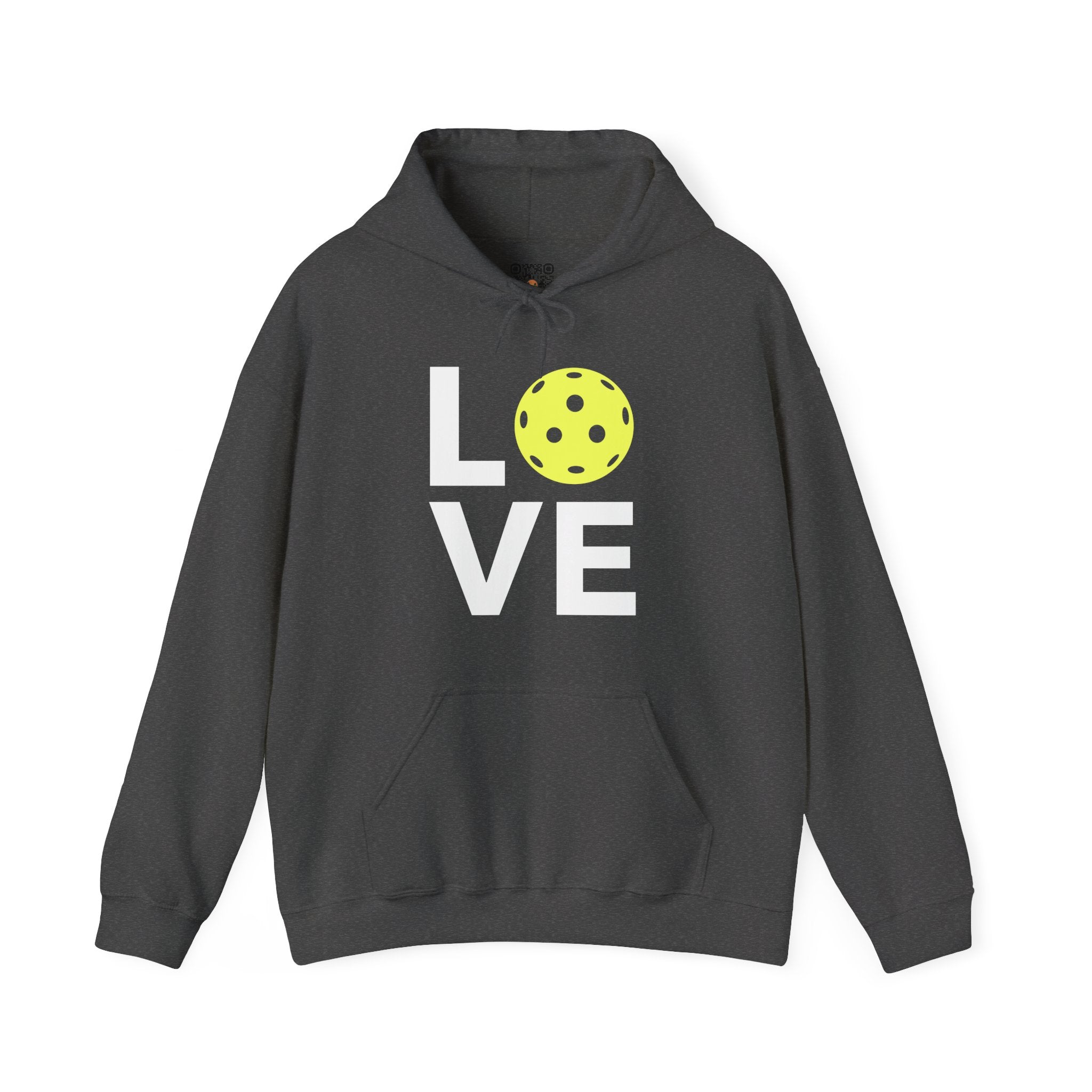 Pickleball Hoodie - LOVE Pickleball with a Yellow Pickleball