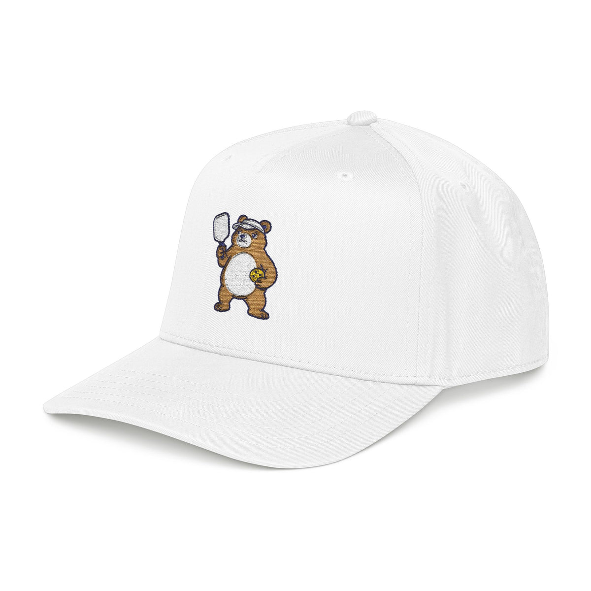 Embroidered pickleball bear baseball cap, Bear With Me, I'm Serving
