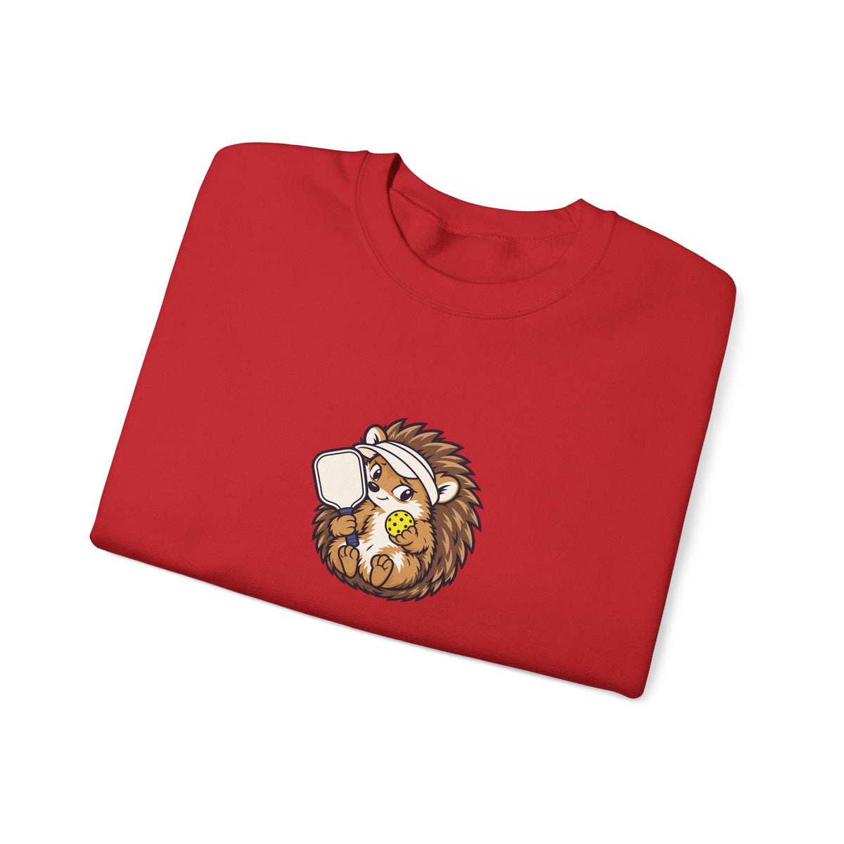 Hedgehog pickleball crewneck sweatshirt, Small Player, Full Commitment