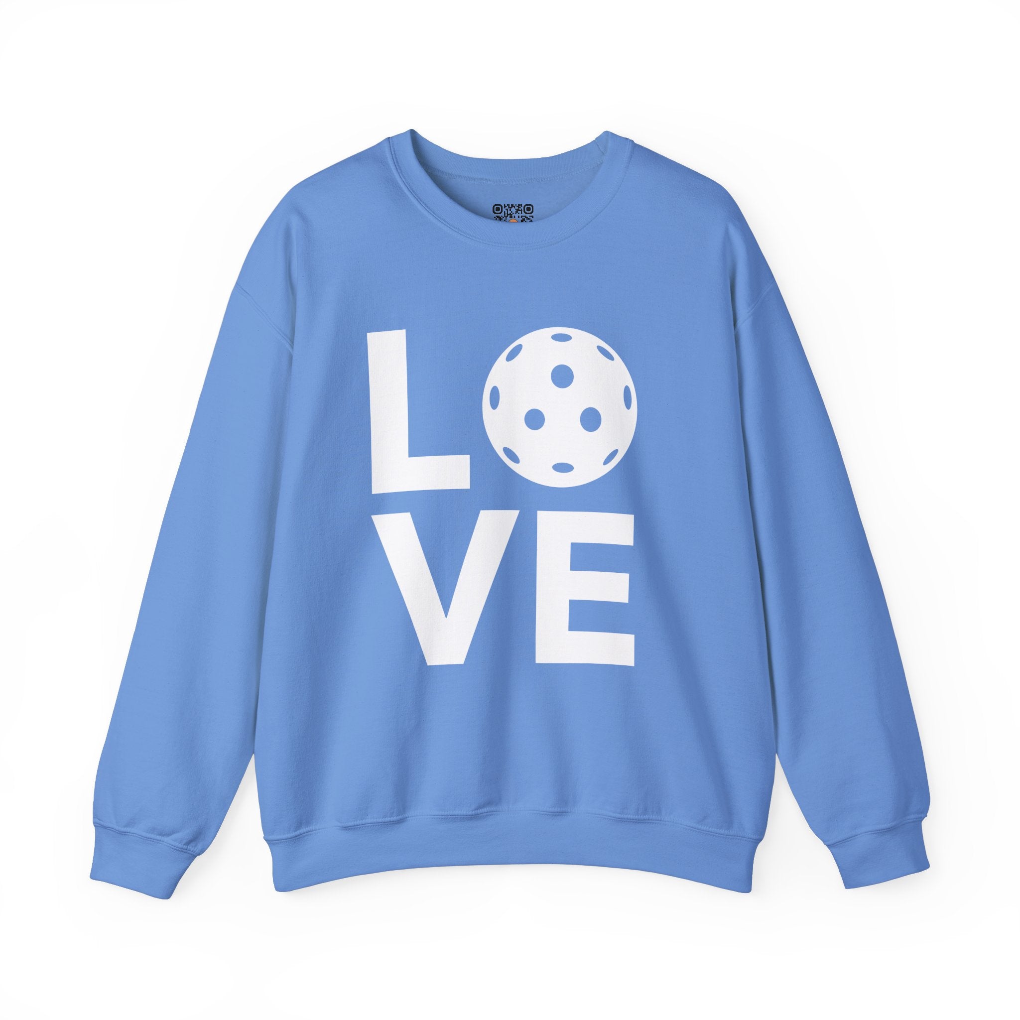 Pickleball Crewneck Sweatshirt - LOVE Pickleball with a White Pickleball - Pickleball Sweatshirt for Women & Men