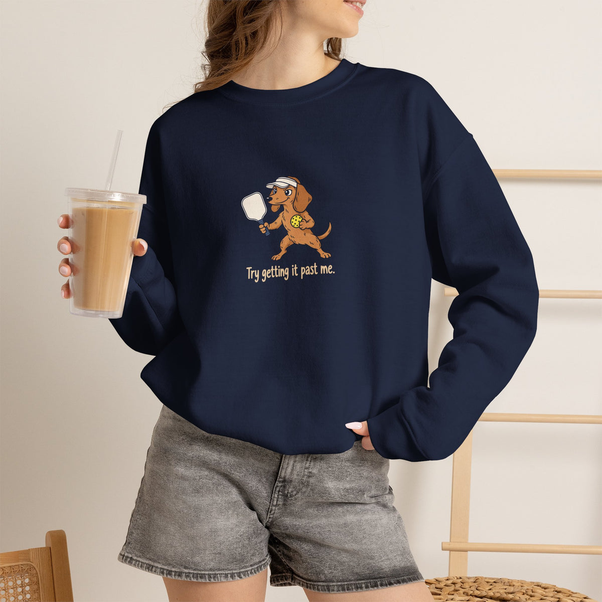 Dachshund pickleball crewneck sweatshirt, Try Getting It Past Me