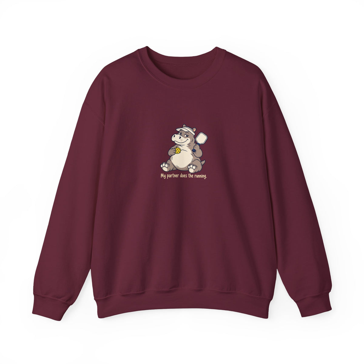 Hippo pickleball crewneck sweatshirt in Maroon
