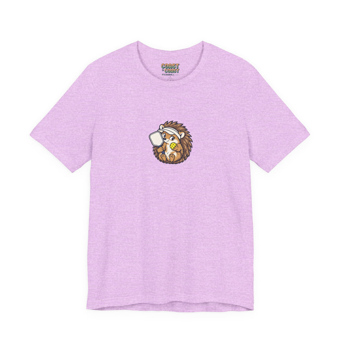 Hedgehog pickleball t-shirt in Heather Prism Lilac