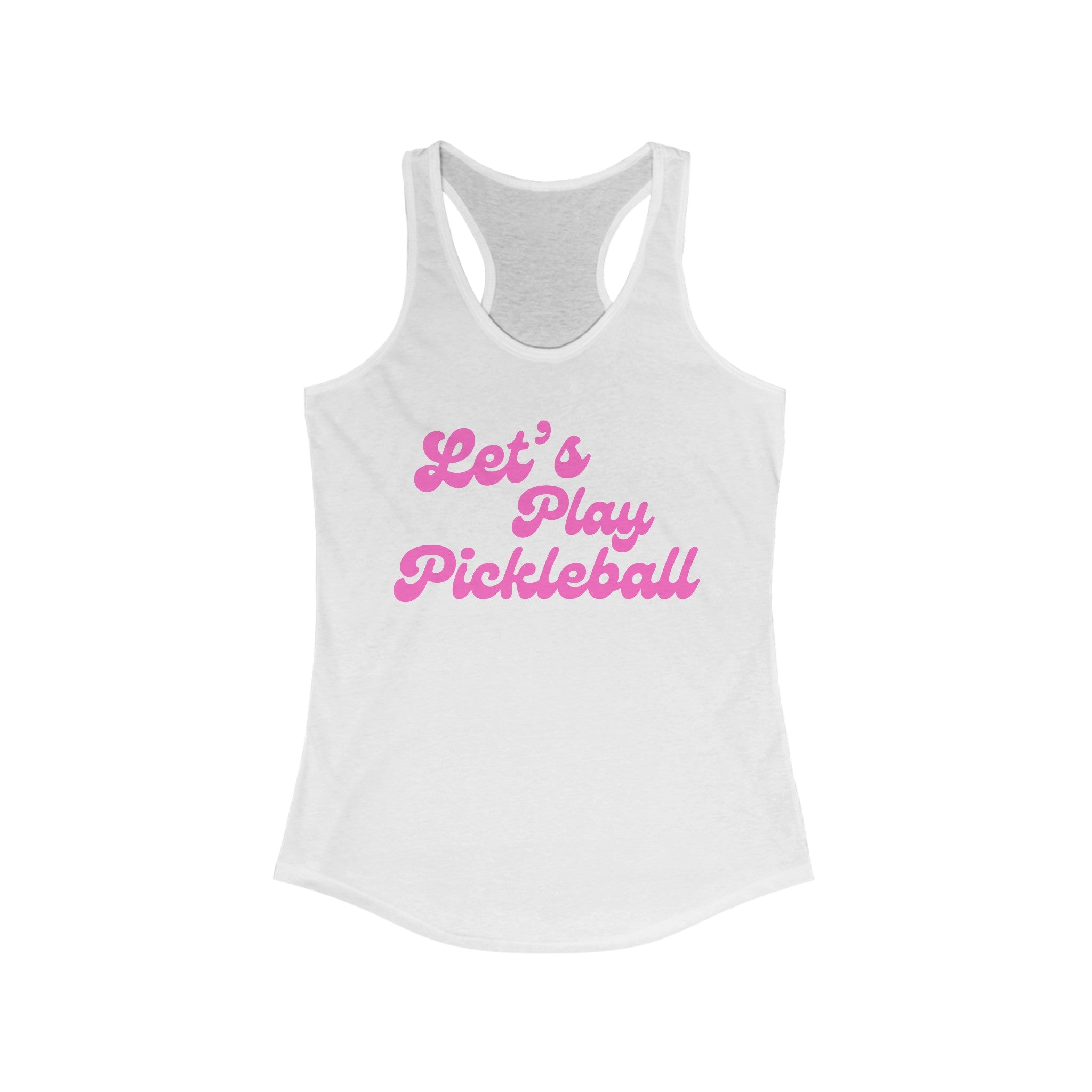 Women's Racerback Slim Fit Pickleball Tank | Let's Play Pickleball | Pink Wednesdays Collection