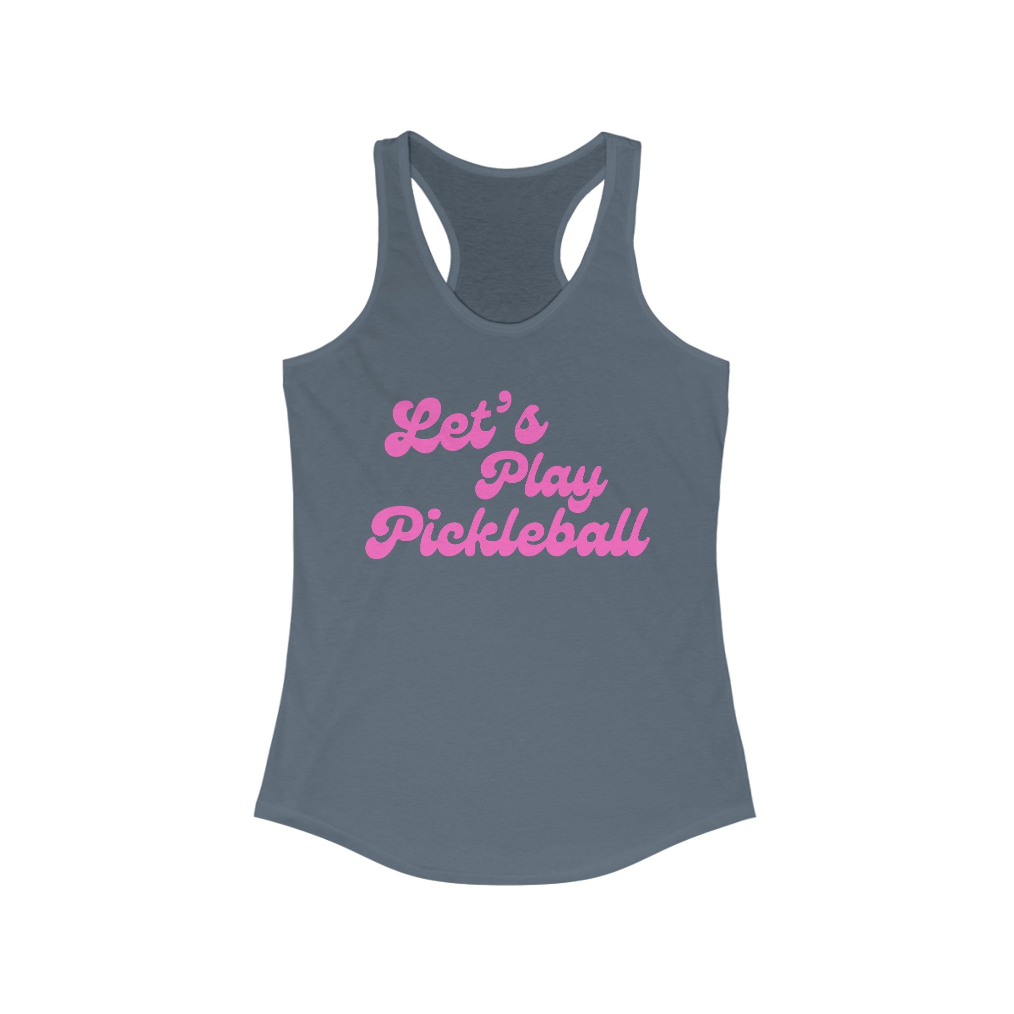 Women's Racerback Slim Fit Pickleball Tank | Let's Play Pickleball | Pink Wednesdays Collection