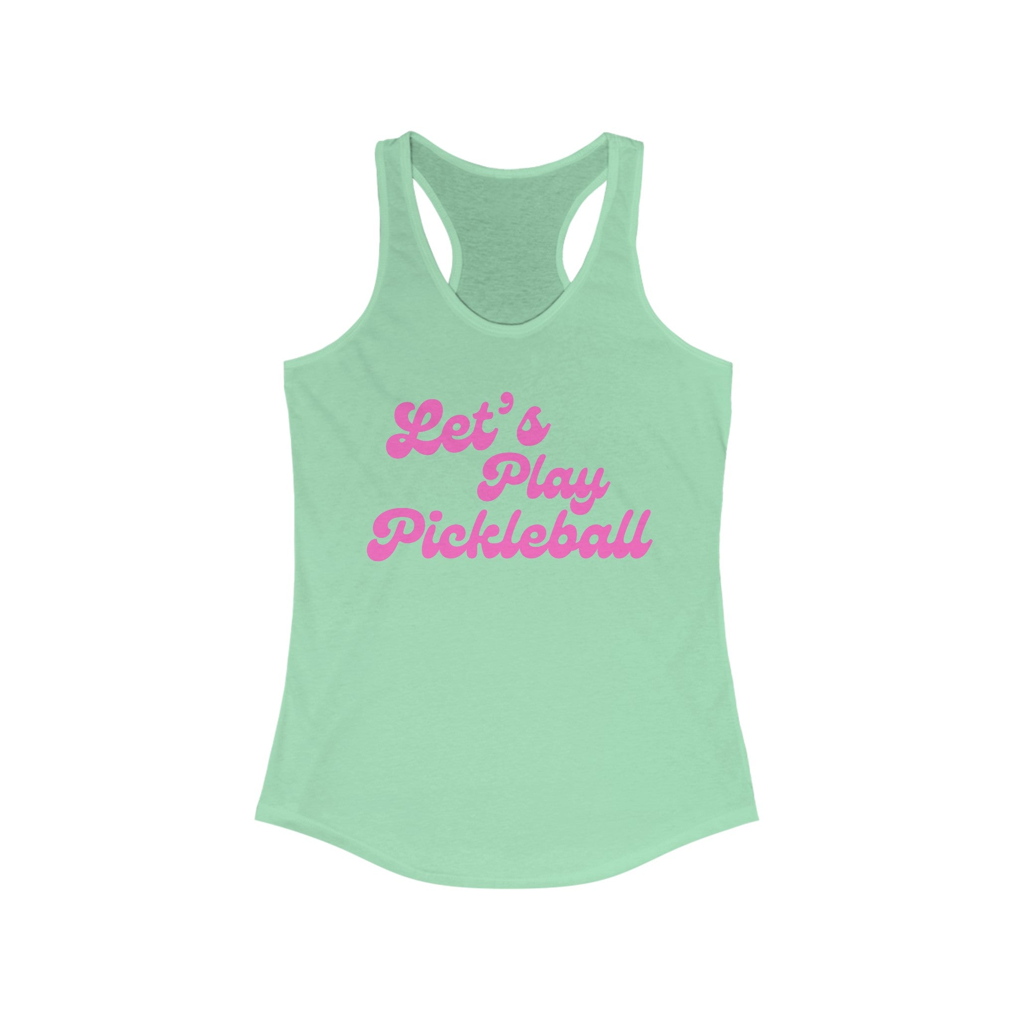 Women's Racerback Slim Fit Pickleball Tank | Let's Play Pickleball | Pink Wednesdays Collection