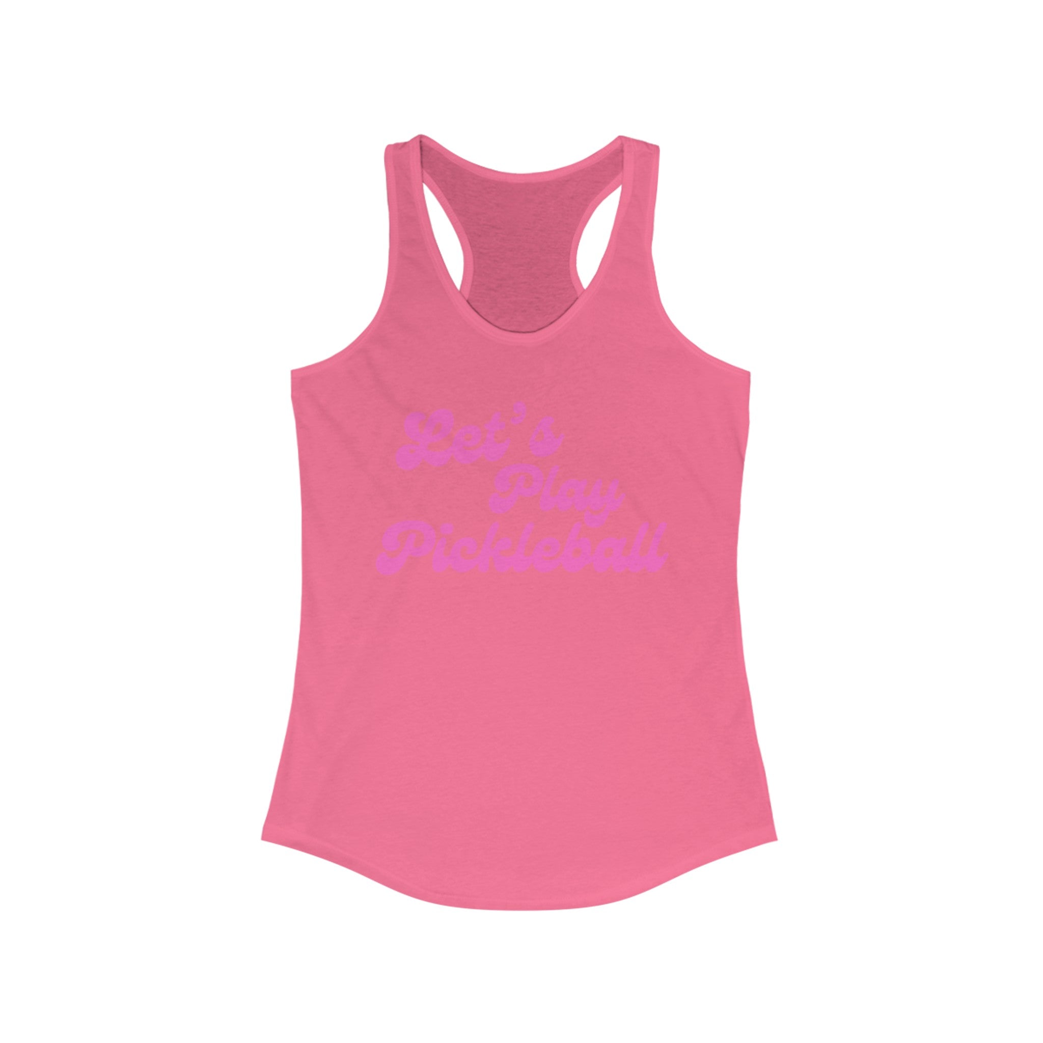 Women's Racerback Slim Fit Pickleball Tank | Let's Play Pickleball | Pink Wednesdays Collection