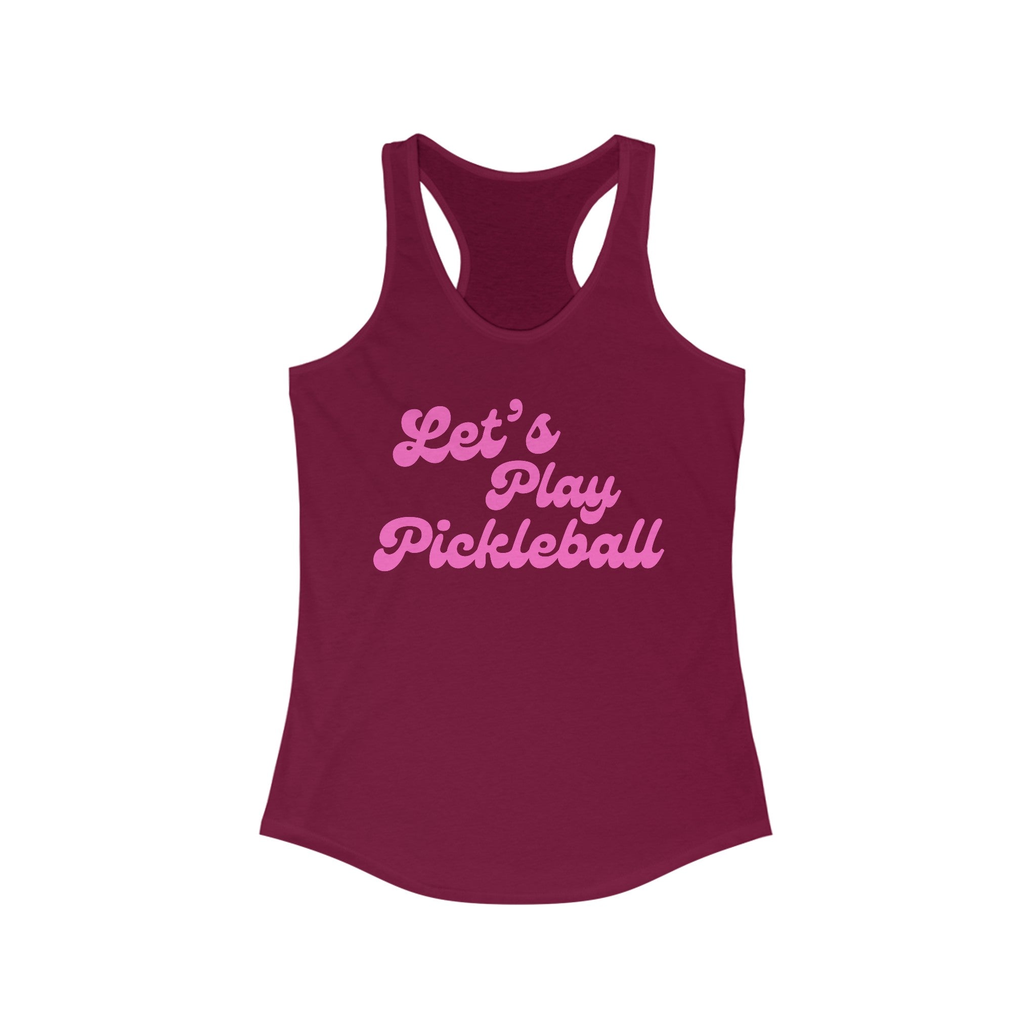 Women's Racerback Slim Fit Pickleball Tank | Let's Play Pickleball | Pink Wednesdays Collection