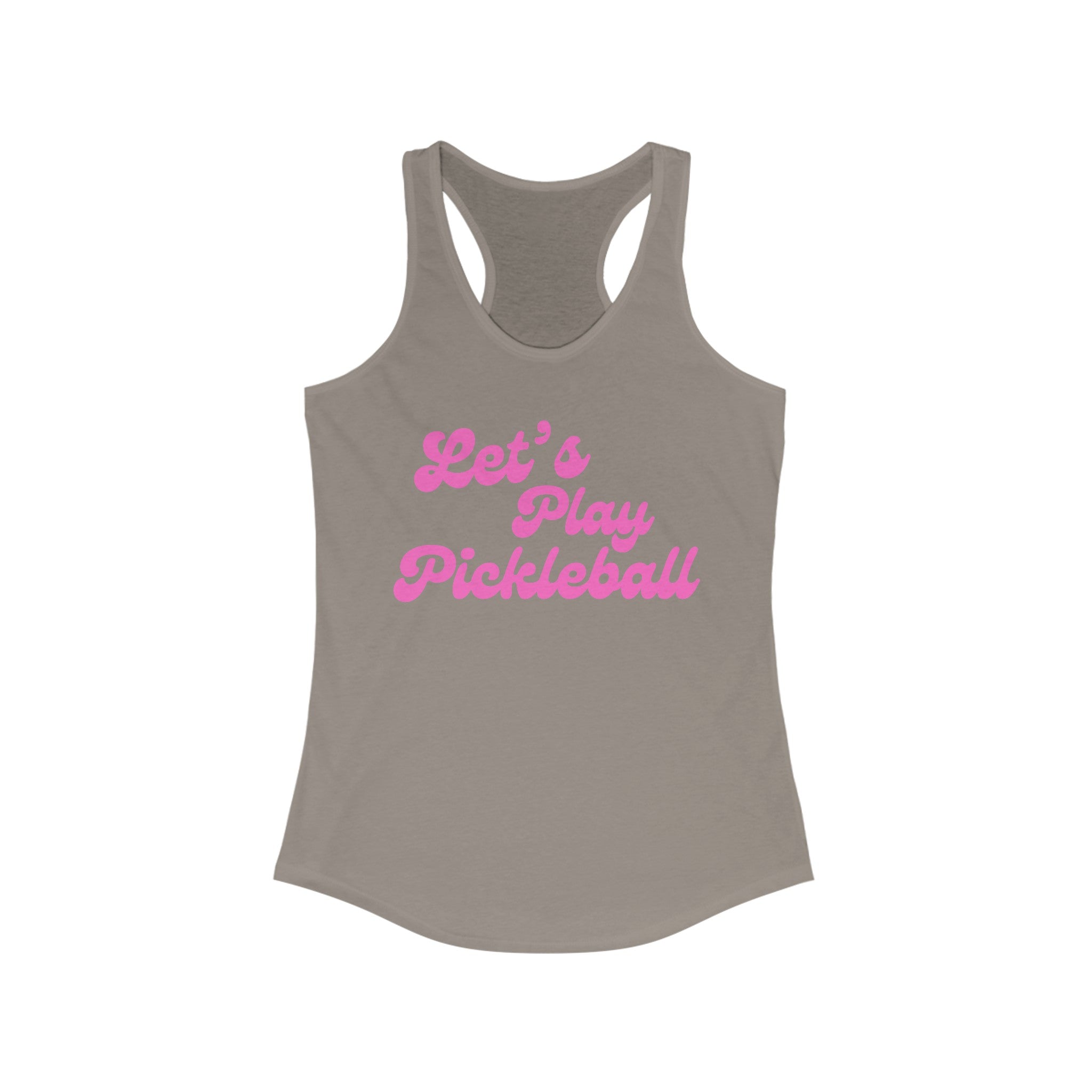 Women's Racerback Slim Fit Pickleball Tank | Let's Play Pickleball | Pink Wednesdays Collection