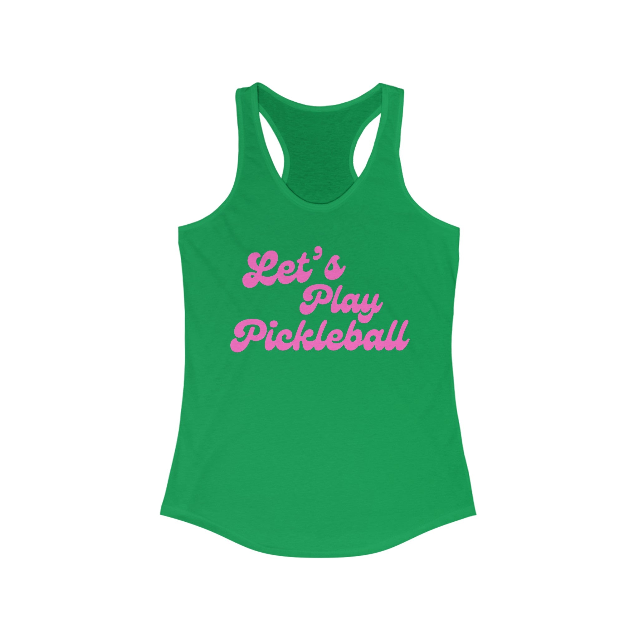 Women's Racerback Slim Fit Pickleball Tank | Let's Play Pickleball | Pink Wednesdays Collection
