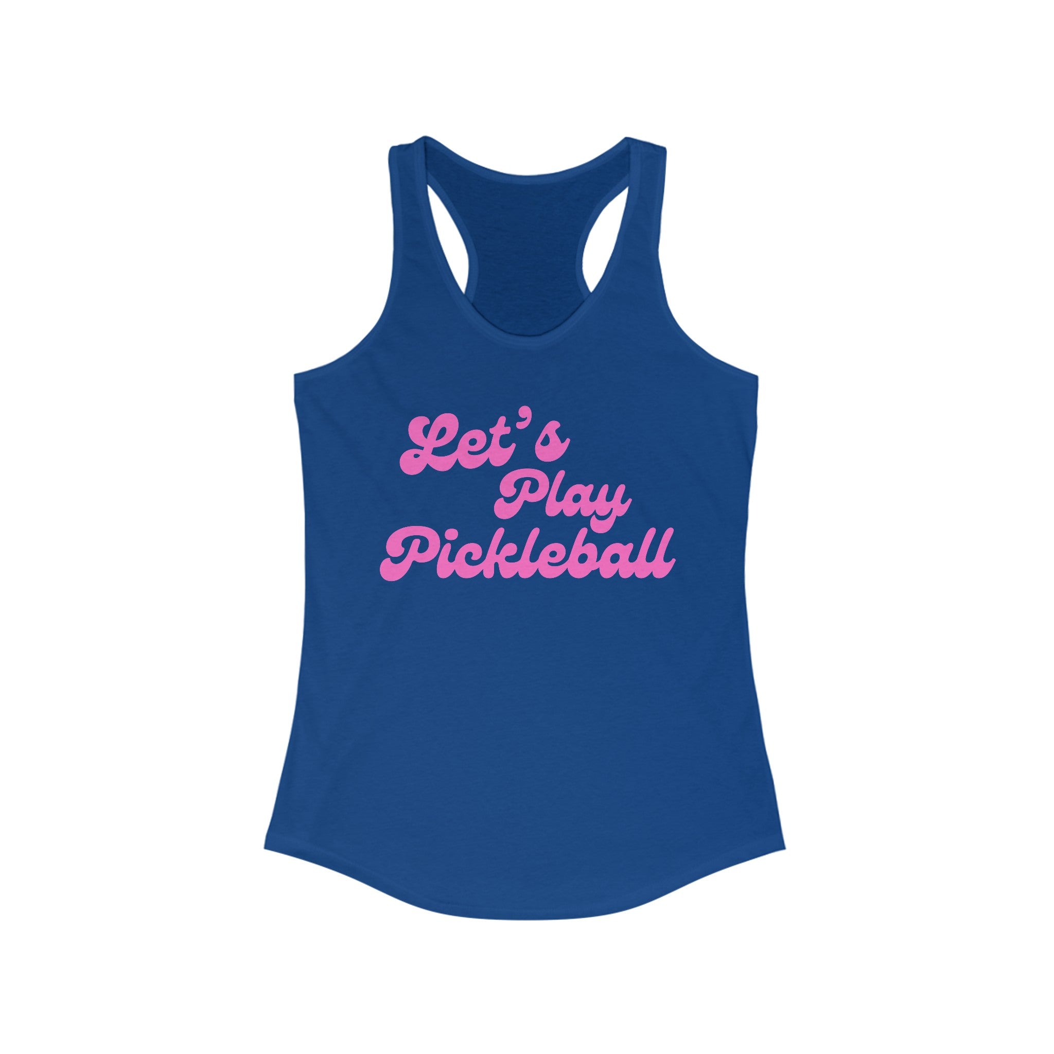 Women's Racerback Slim Fit Pickleball Tank | Let's Play Pickleball | Pink Wednesdays Collection