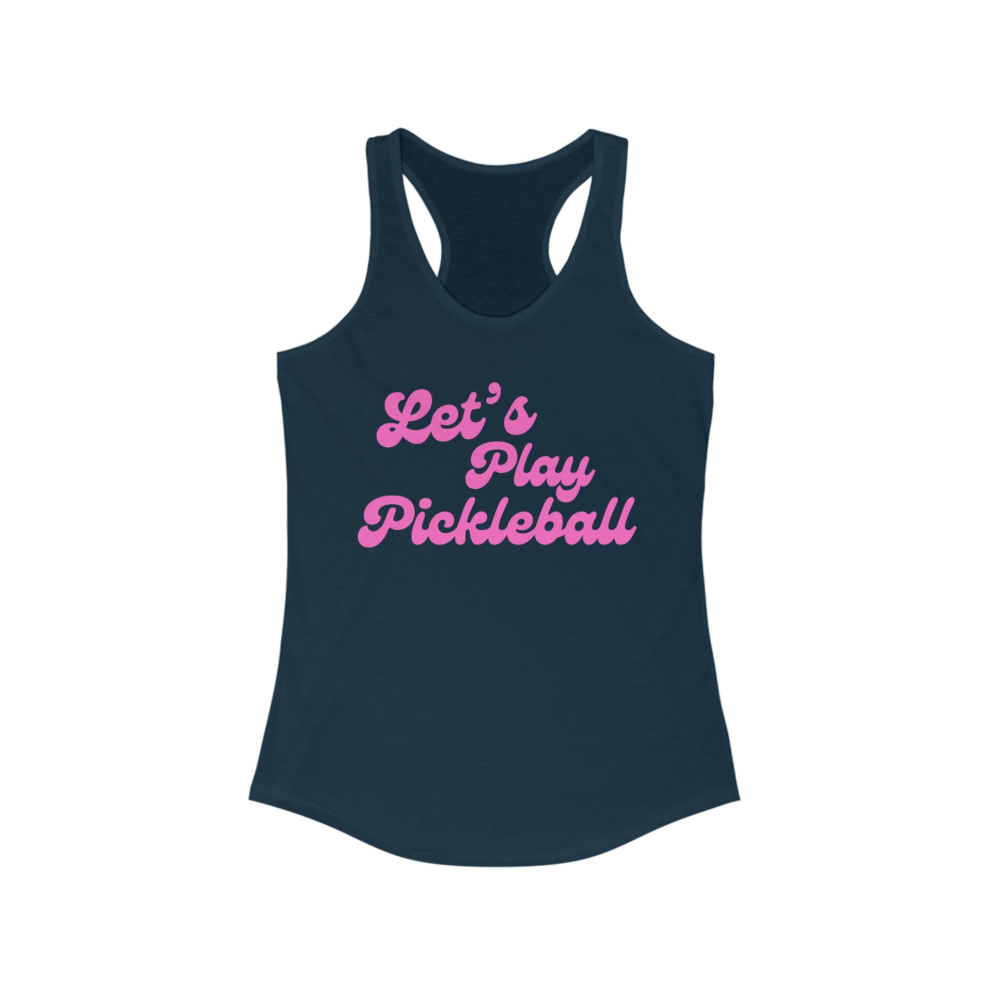 Women's Racerback Slim Fit Pickleball Tank | Let's Play Pickleball | Pink Wednesdays Collection