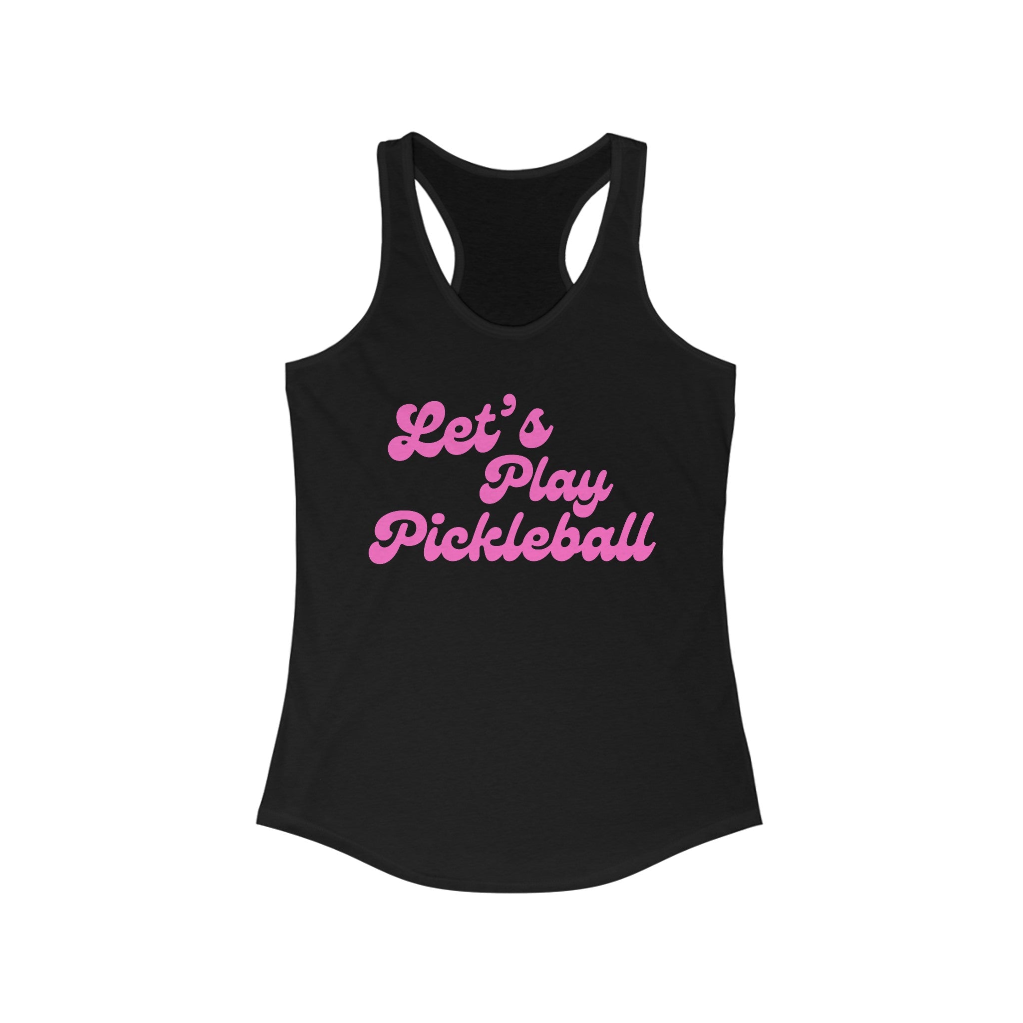 Women's Racerback Slim Fit Pickleball Tank | Let's Play Pickleball | Pink Wednesdays Collection