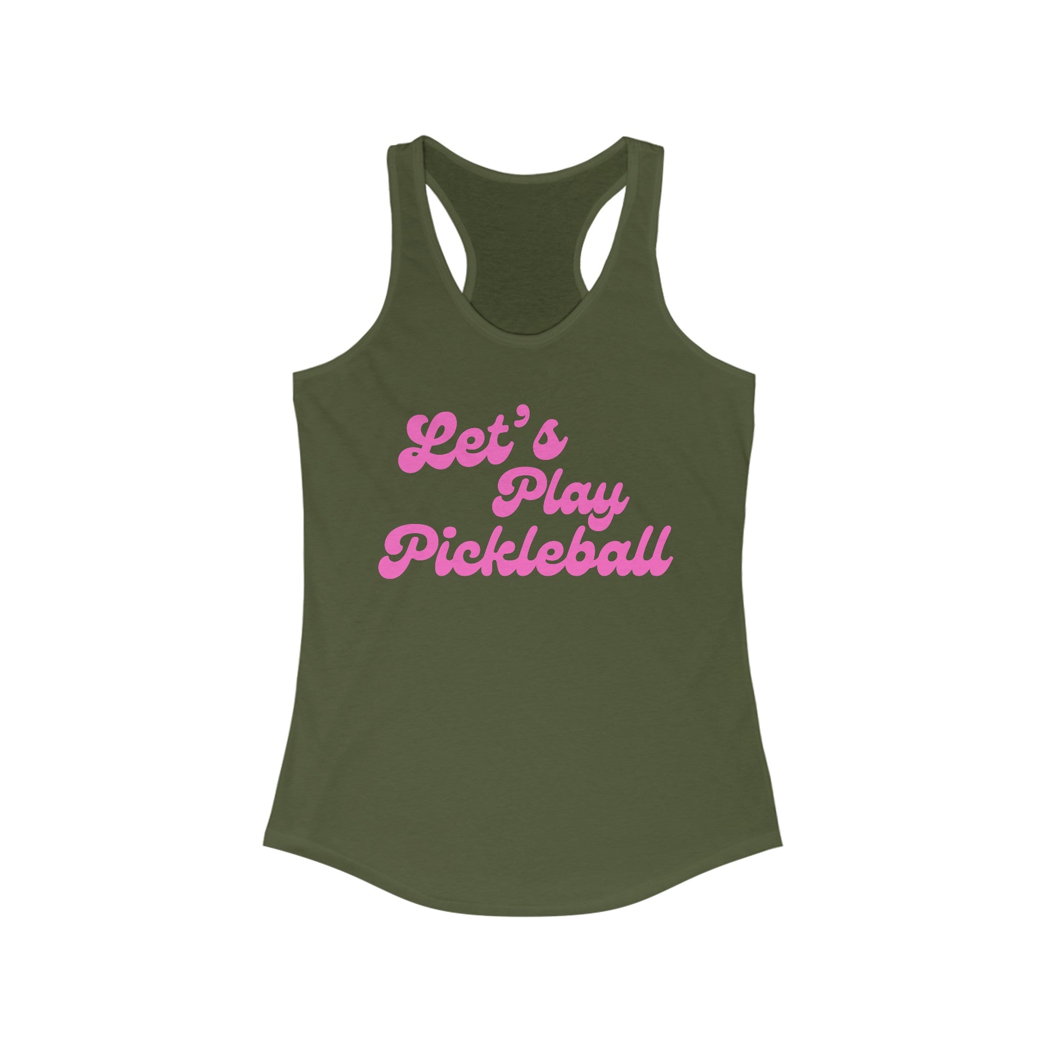 Women's Racerback Slim Fit Pickleball Tank | Let's Play Pickleball | Pink Wednesdays Collection
