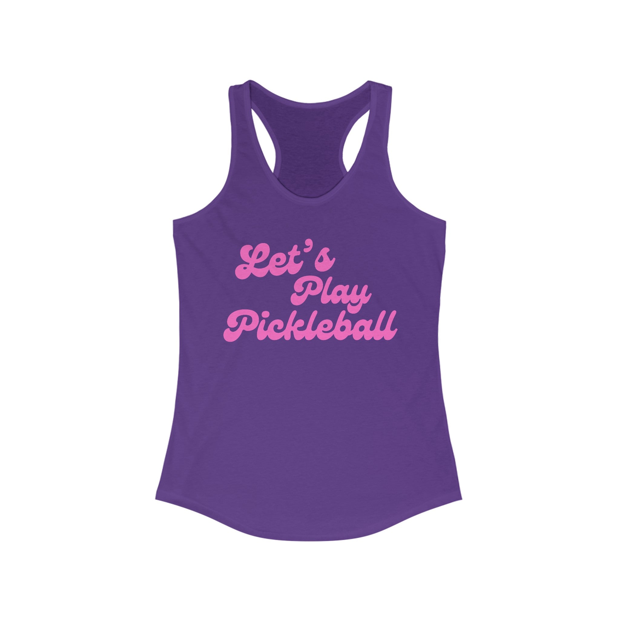 Women's Racerback Slim Fit Pickleball Tank | Let's Play Pickleball | Pink Wednesdays Collection