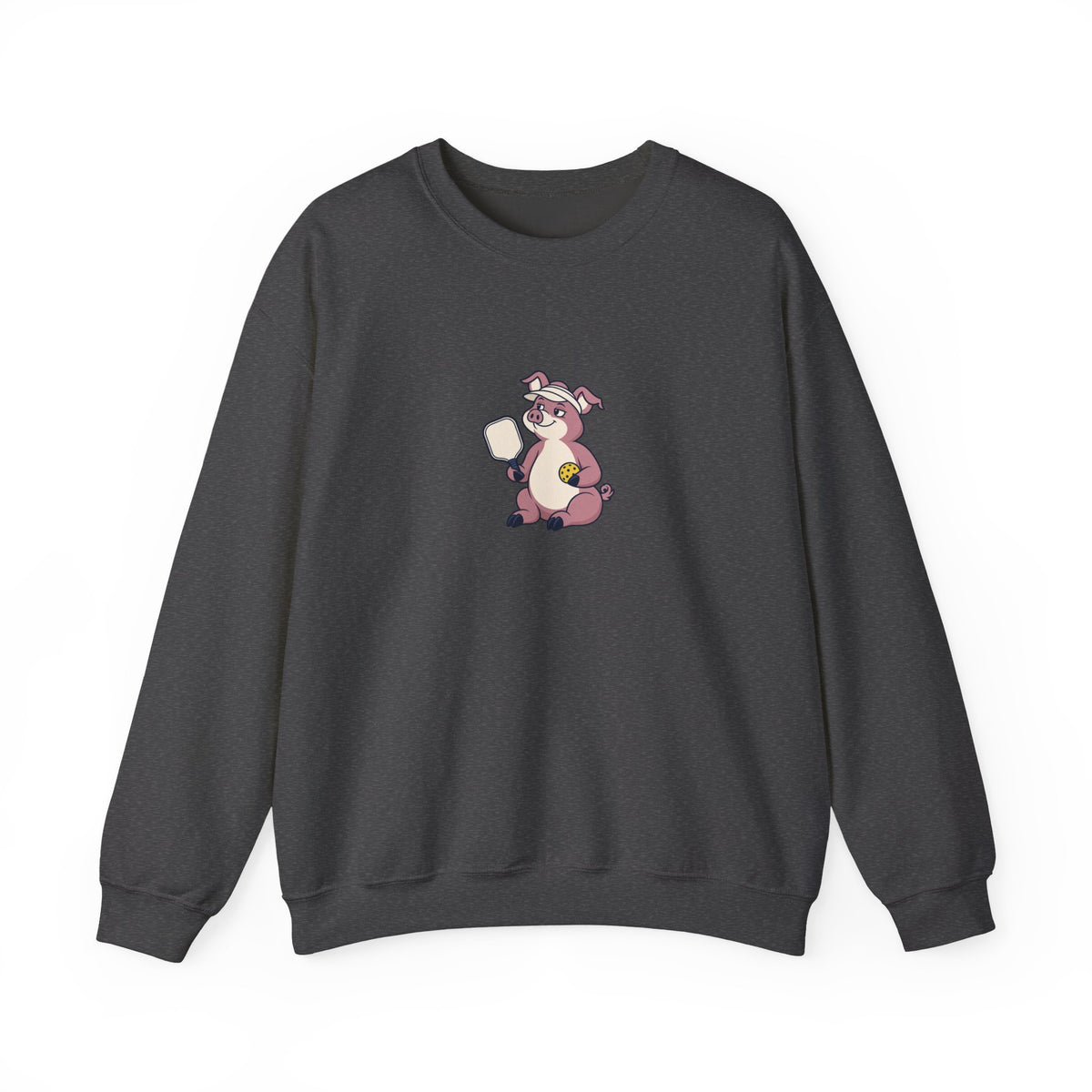 Pig pickleball crewneck sweatshirt in Dark Heather