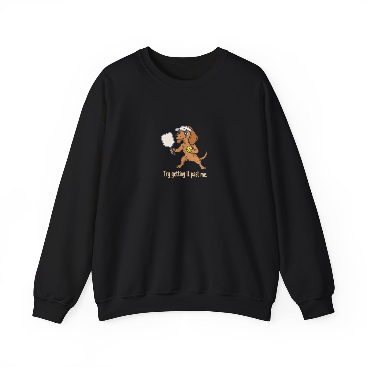 Dachshund pickleball crewneck sweatshirt in Black