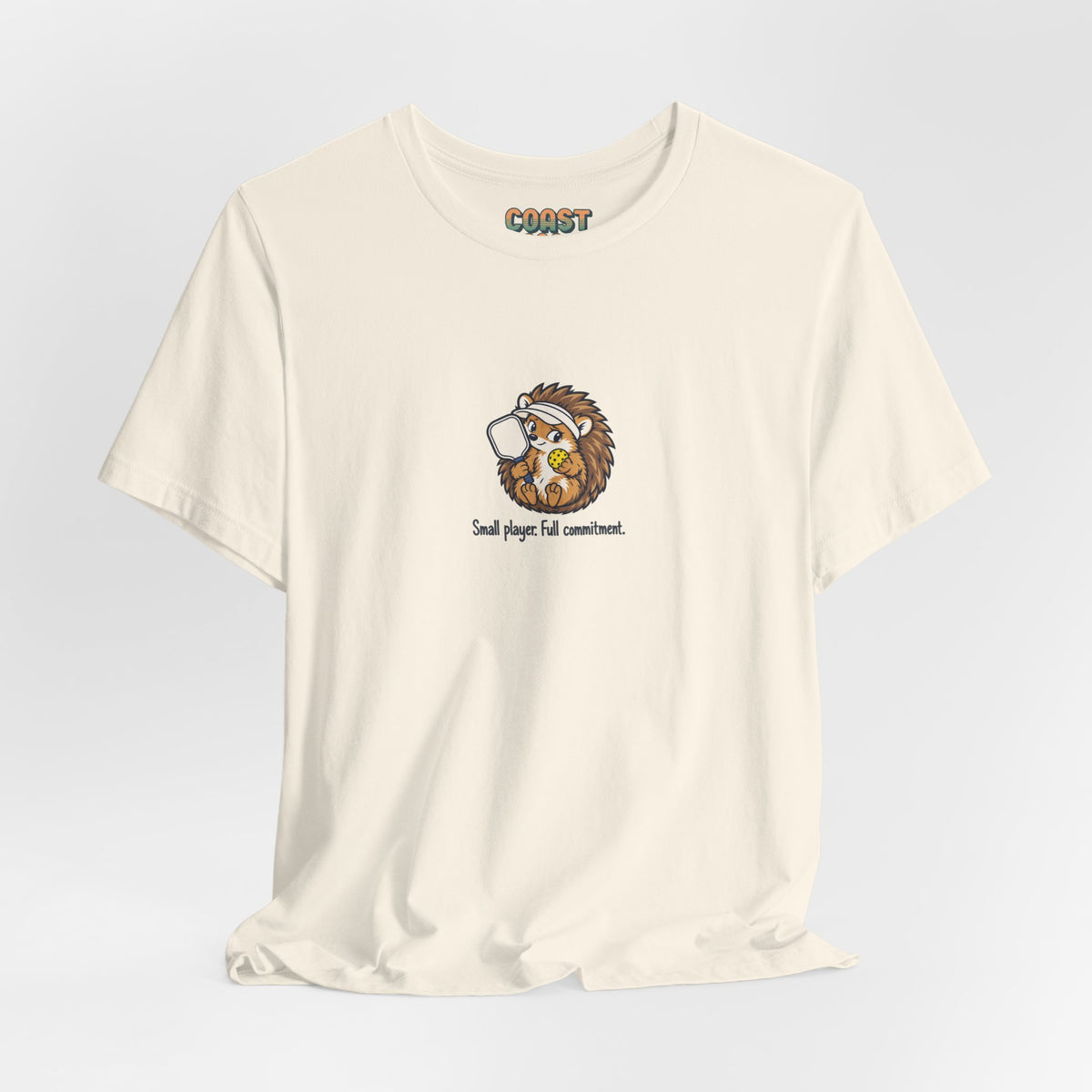 Hedgehog pickleball t-shirt, Small Player, Full Commitment