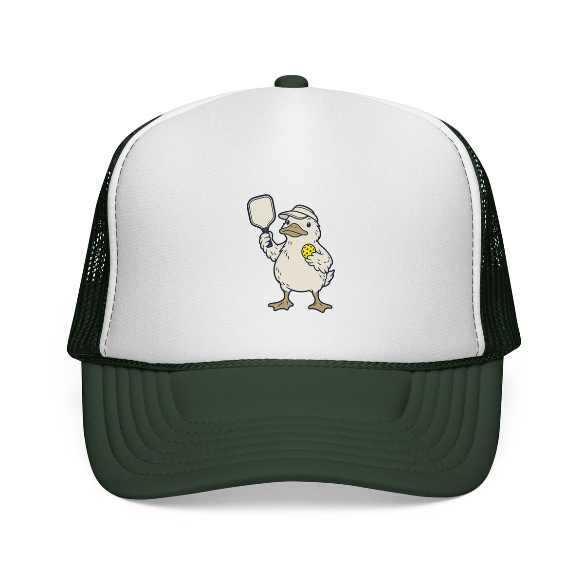 Pickleball duck trucker hat in Dark Green
