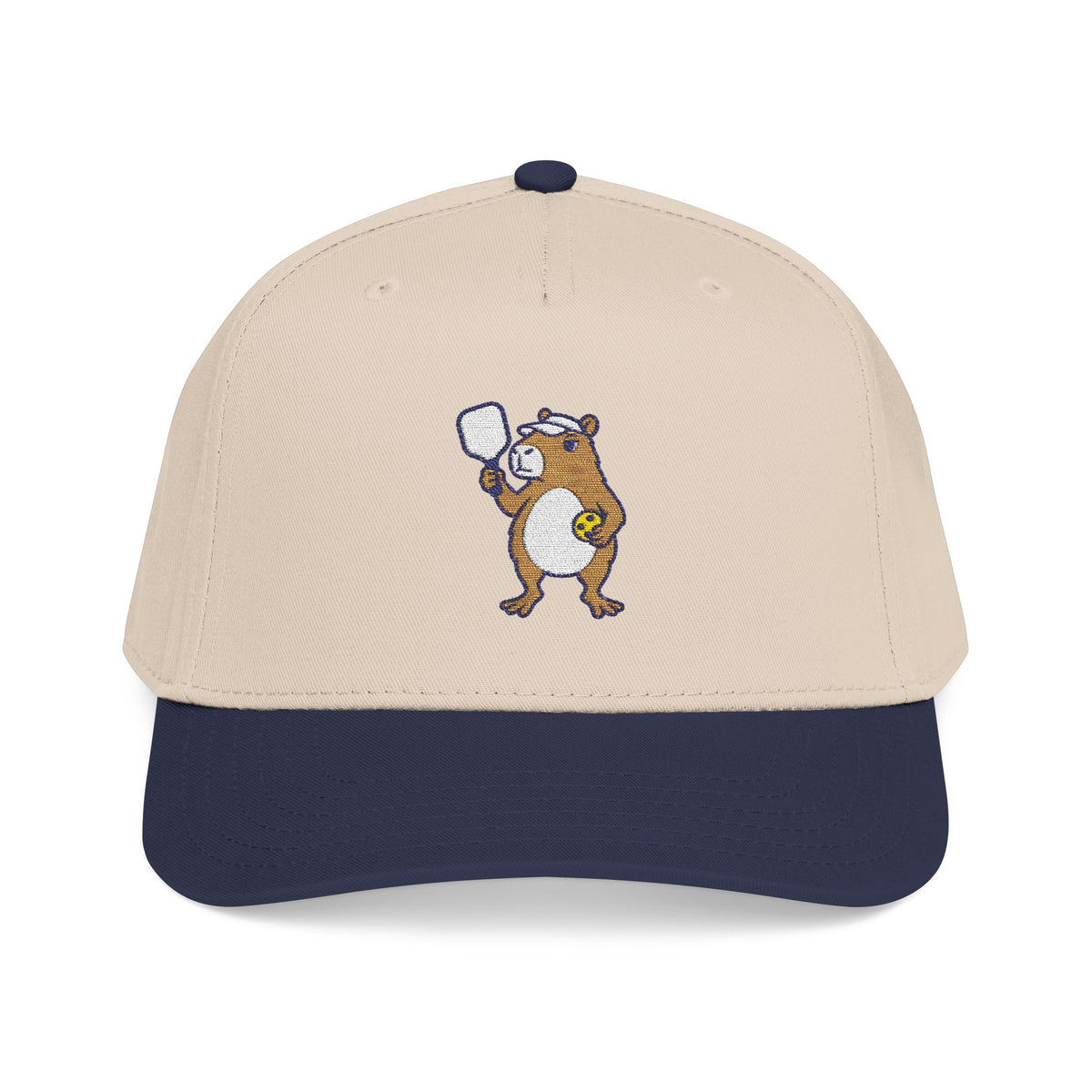 Embroidered pickleball capybara baseball cap in Navy / Natural