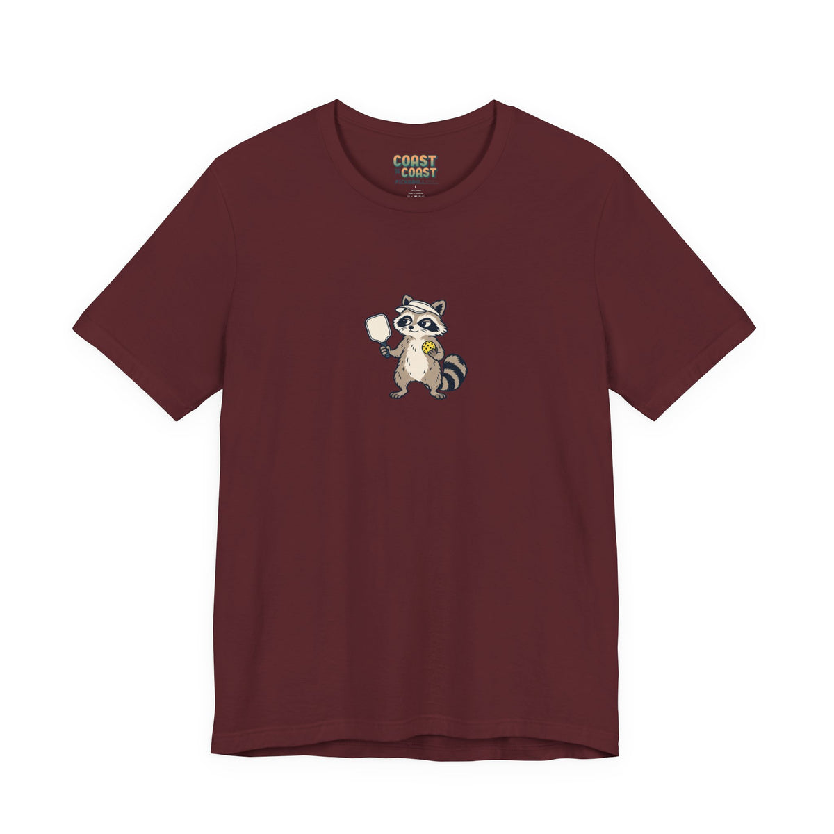 Raccoon pickleball t-shirt in Maroon