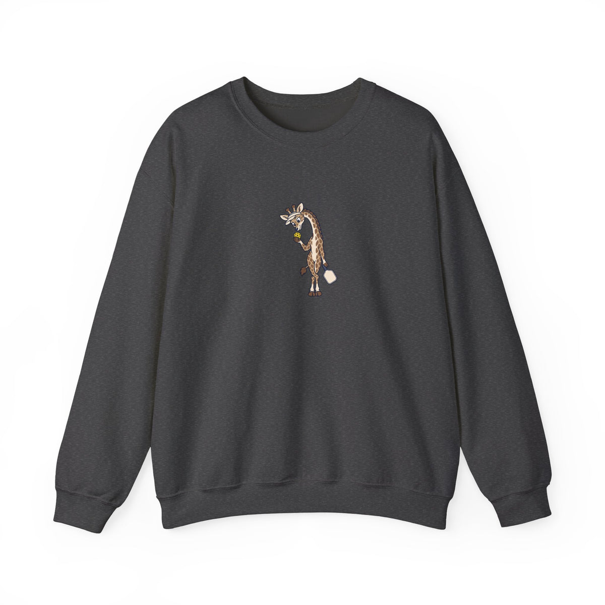 Giraffe pickleball crewneck sweatshirt in Dark Heather