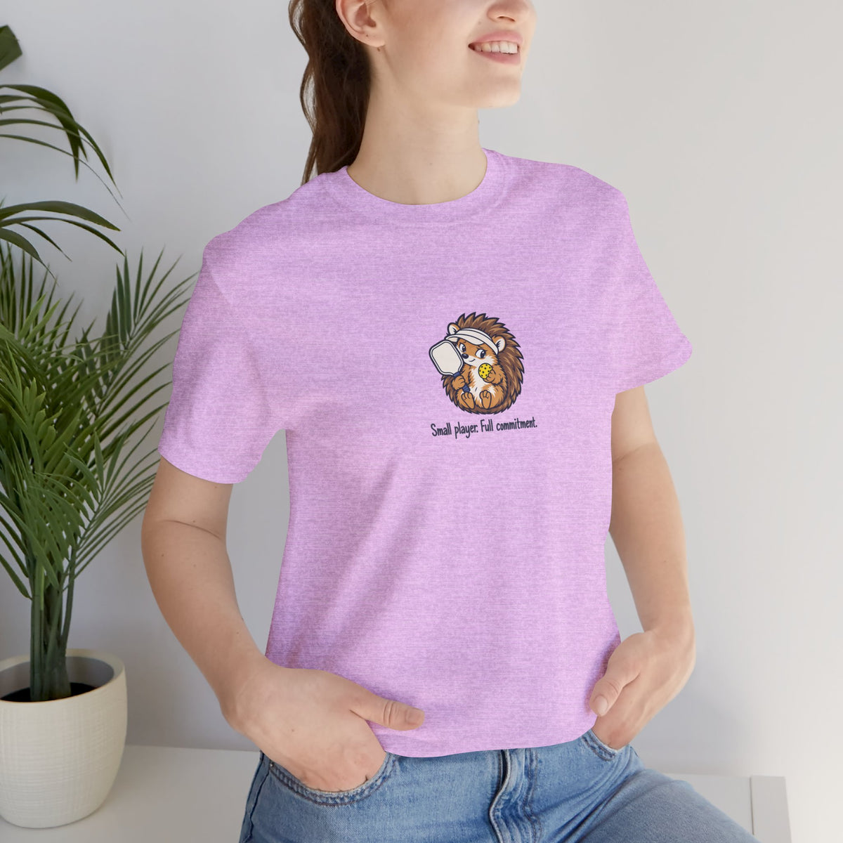 Hedgehog pickleball t-shirt, Small Player, Full Commitment