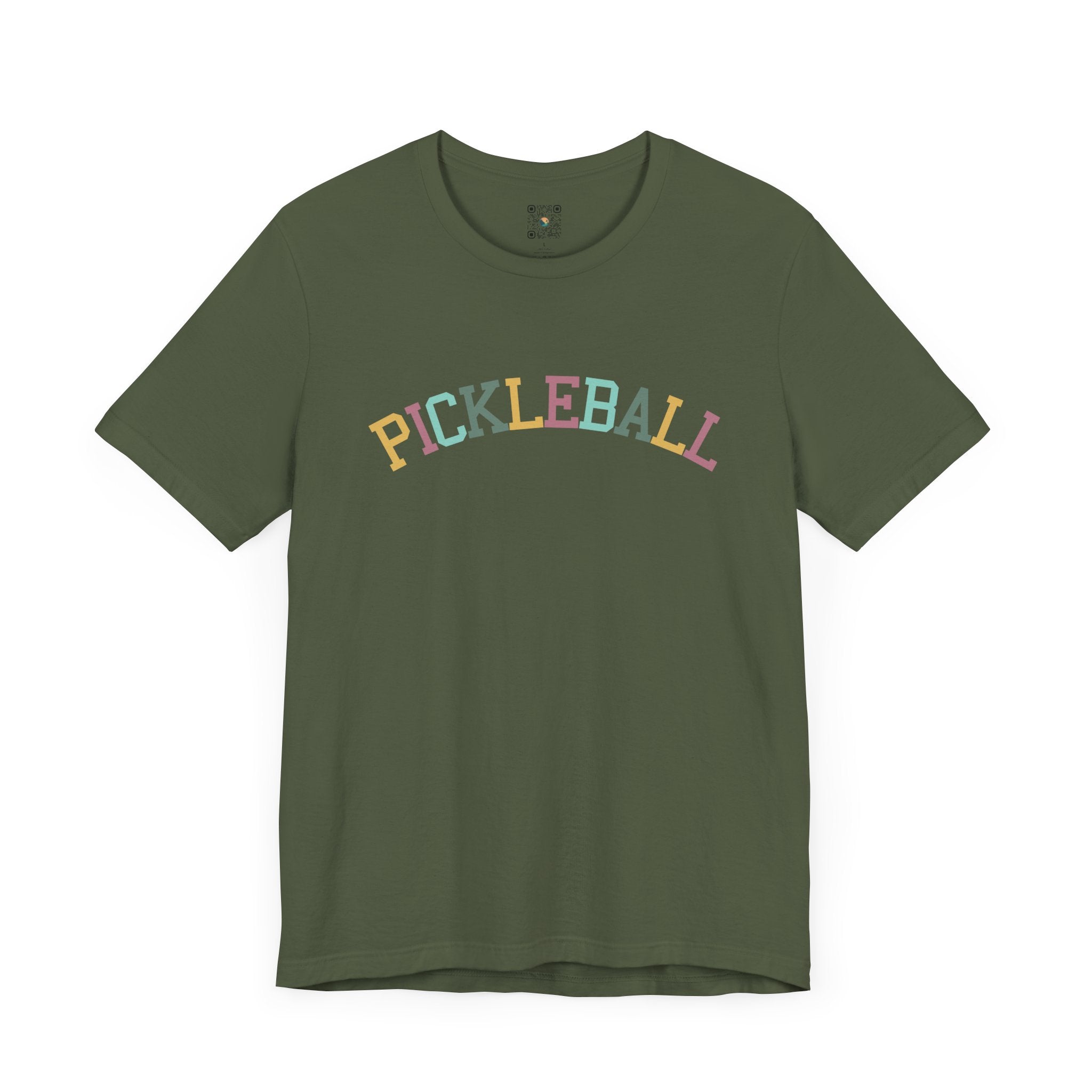 Pickleball T-Shirt - Colorful Arched Pickleball Design