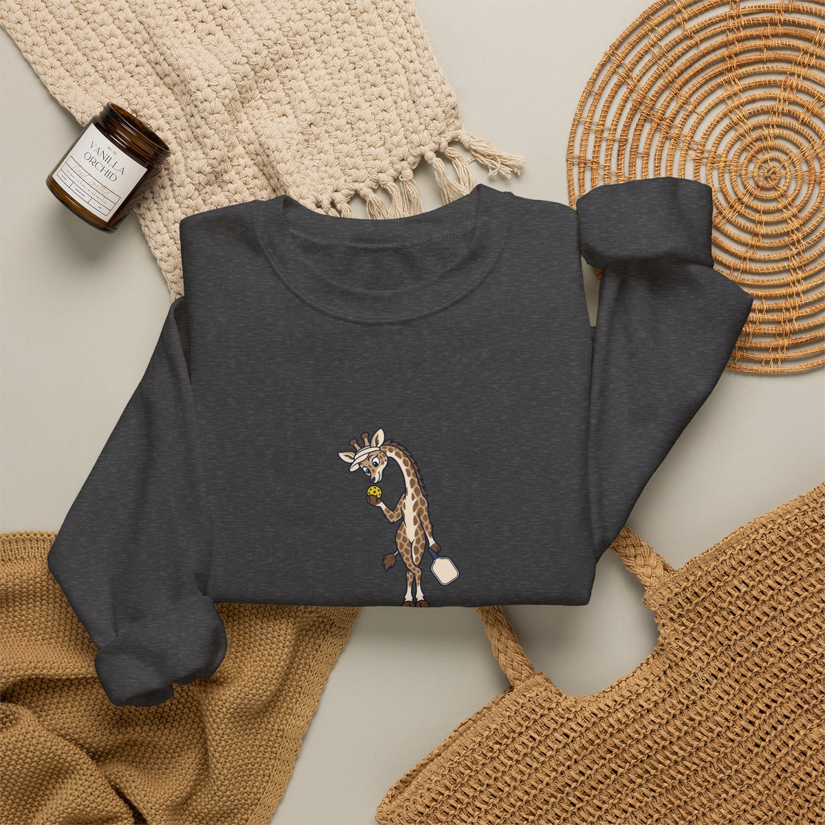 Giraffe pickleball crewneck sweatshirt, Head and Shoulders Above the Kitchen