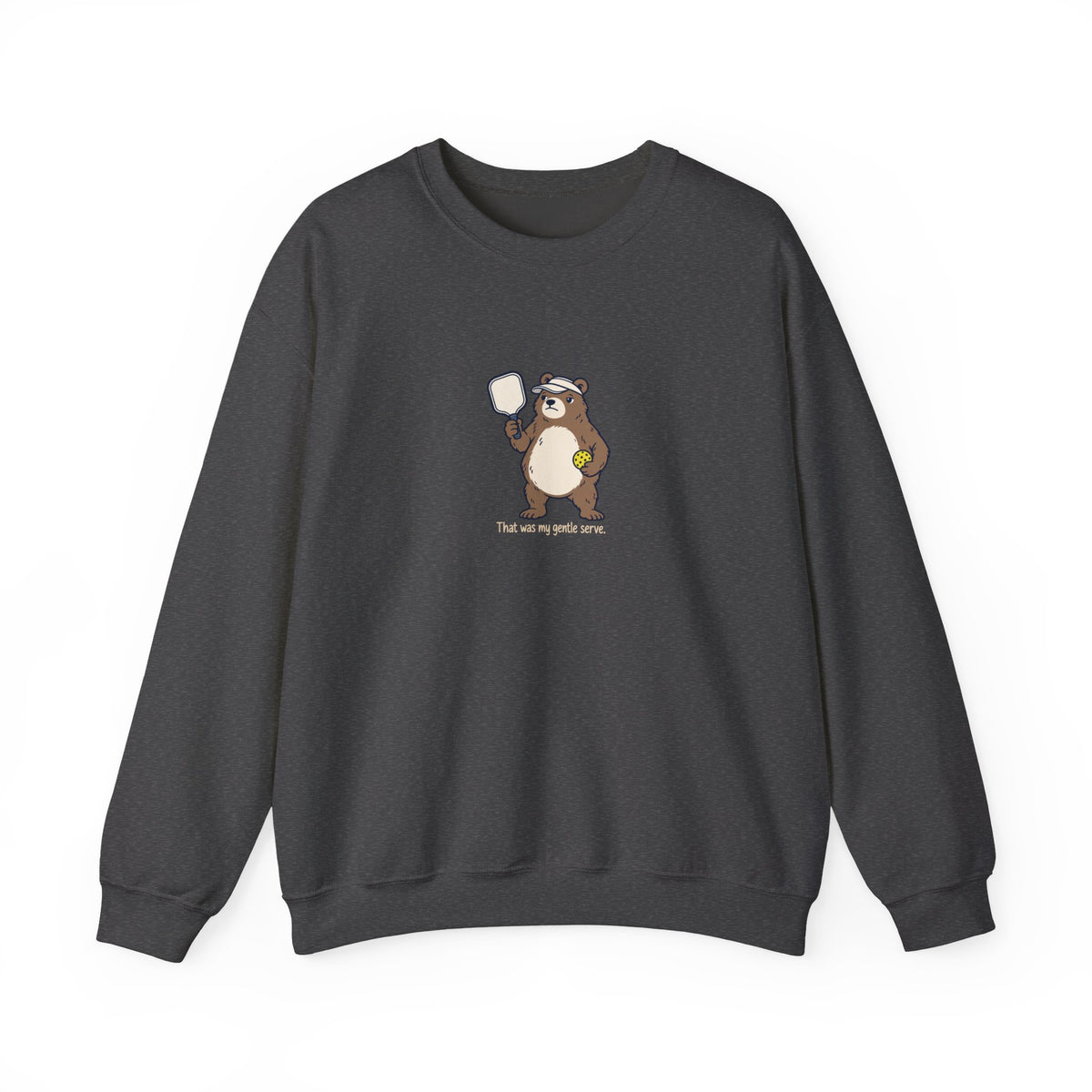 Bear pickleball crewneck sweatshirt in Dark Heather