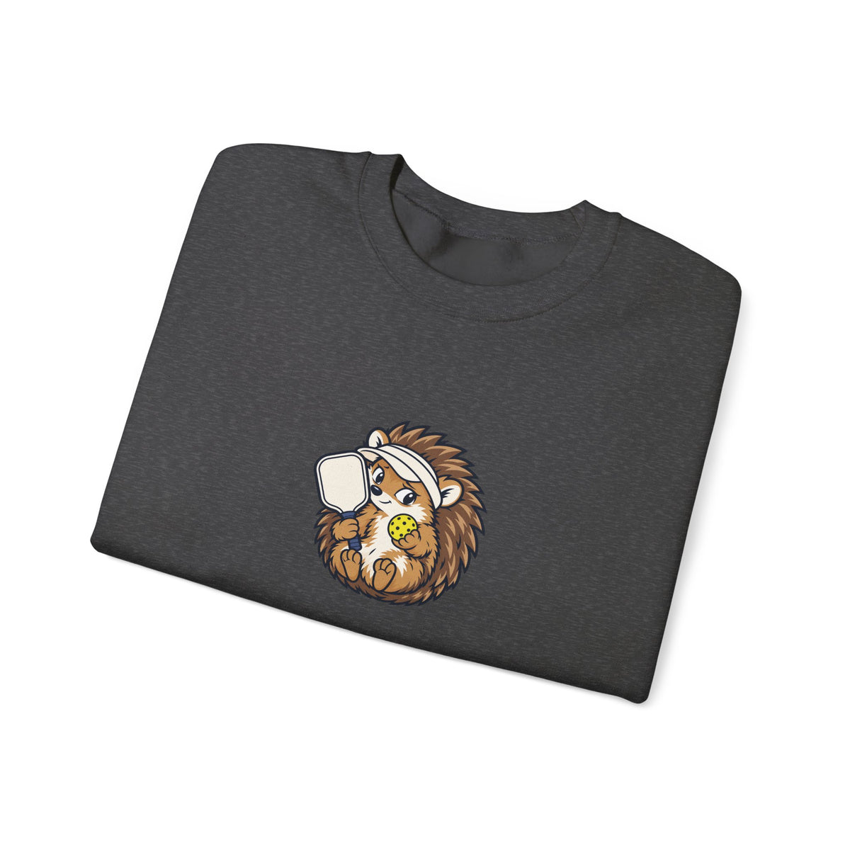 Hedgehog pickleball crewneck sweatshirt, Small Player, Full Commitment