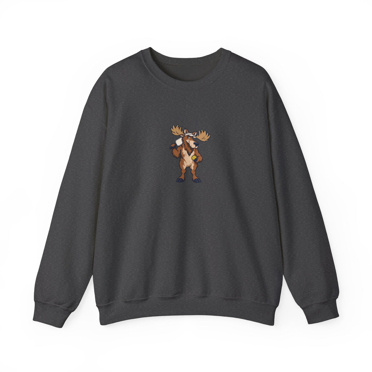 Moose pickleball crewneck sweatshirt in Dark Heather