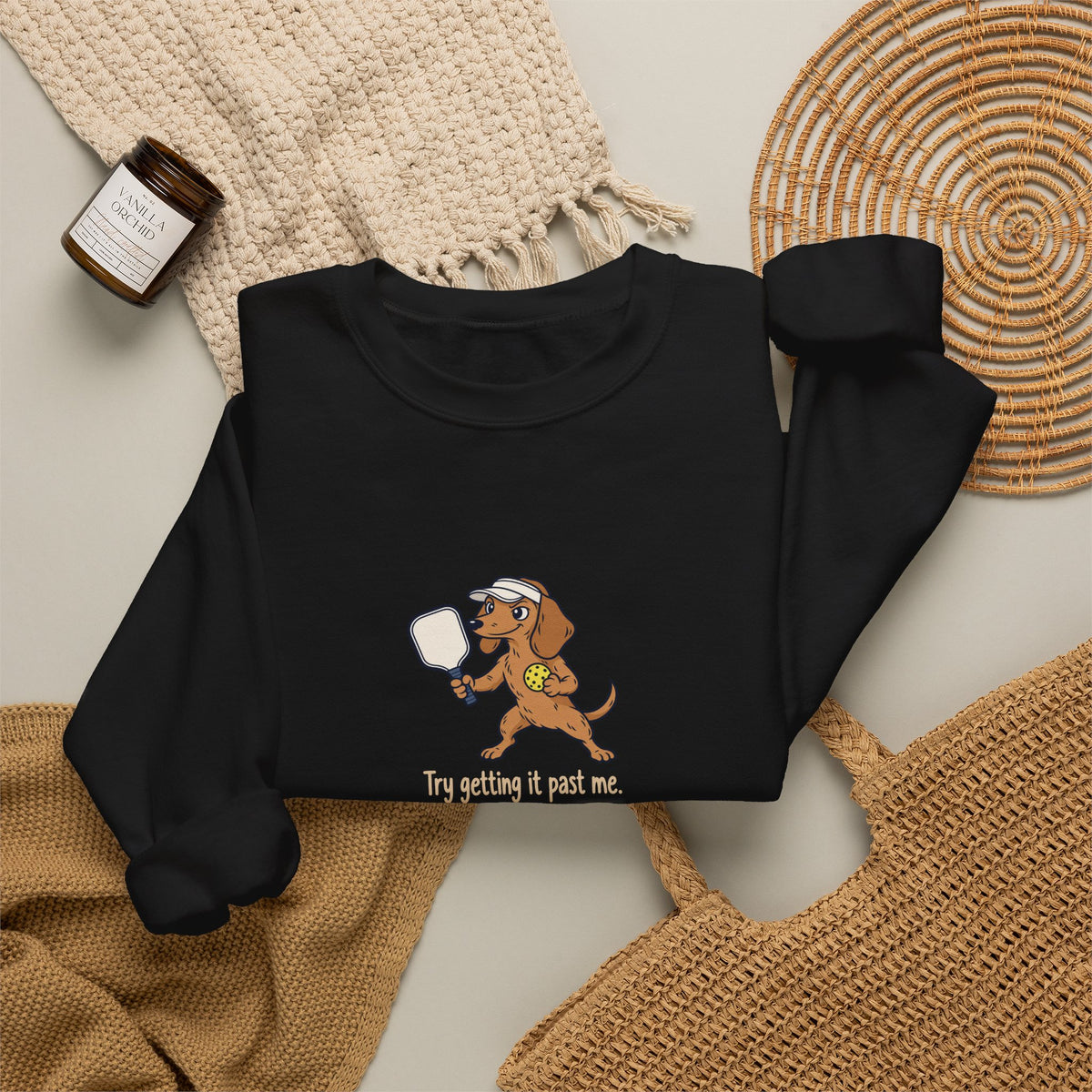 Dachshund pickleball crewneck sweatshirt, Try Getting It Past Me