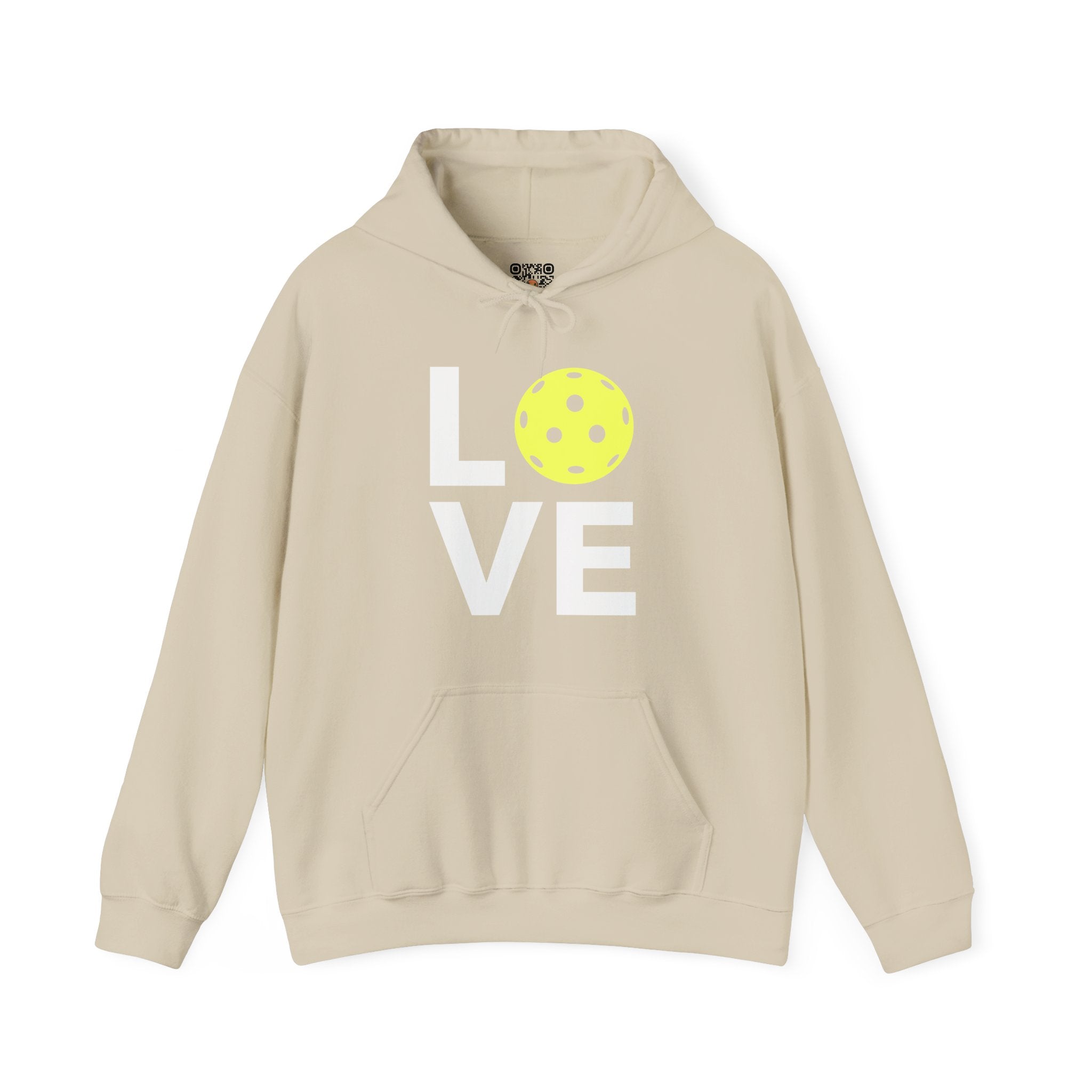 Pickleball Hoodie - LOVE Pickleball with a Yellow Pickleball
