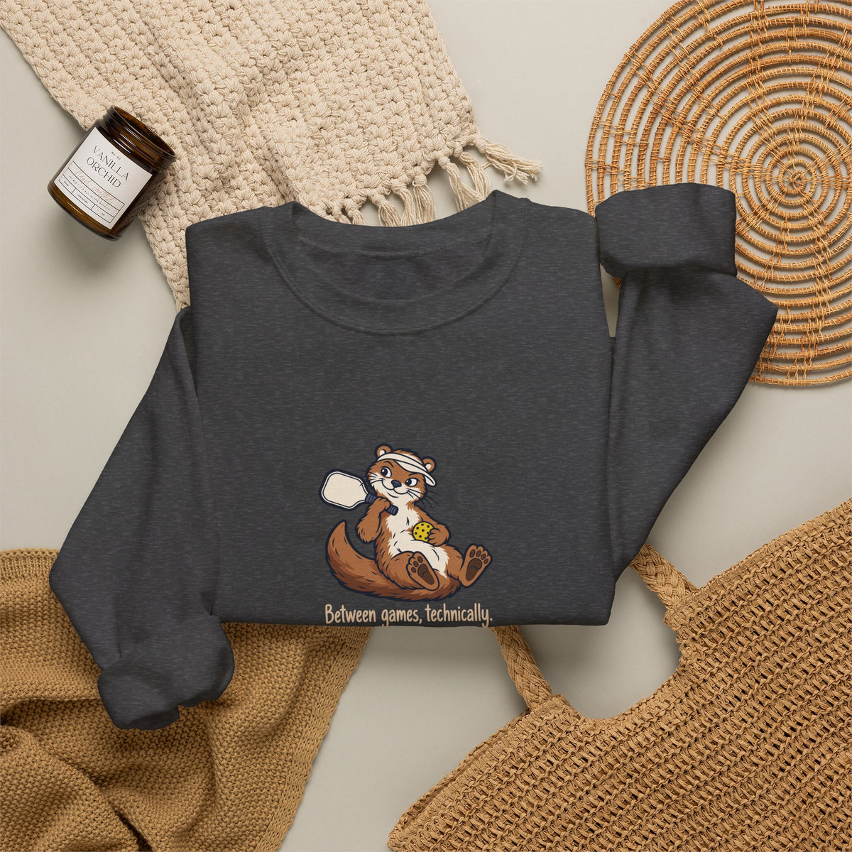 Otter pickleball crewneck sweatshirt, Between Games, Technically